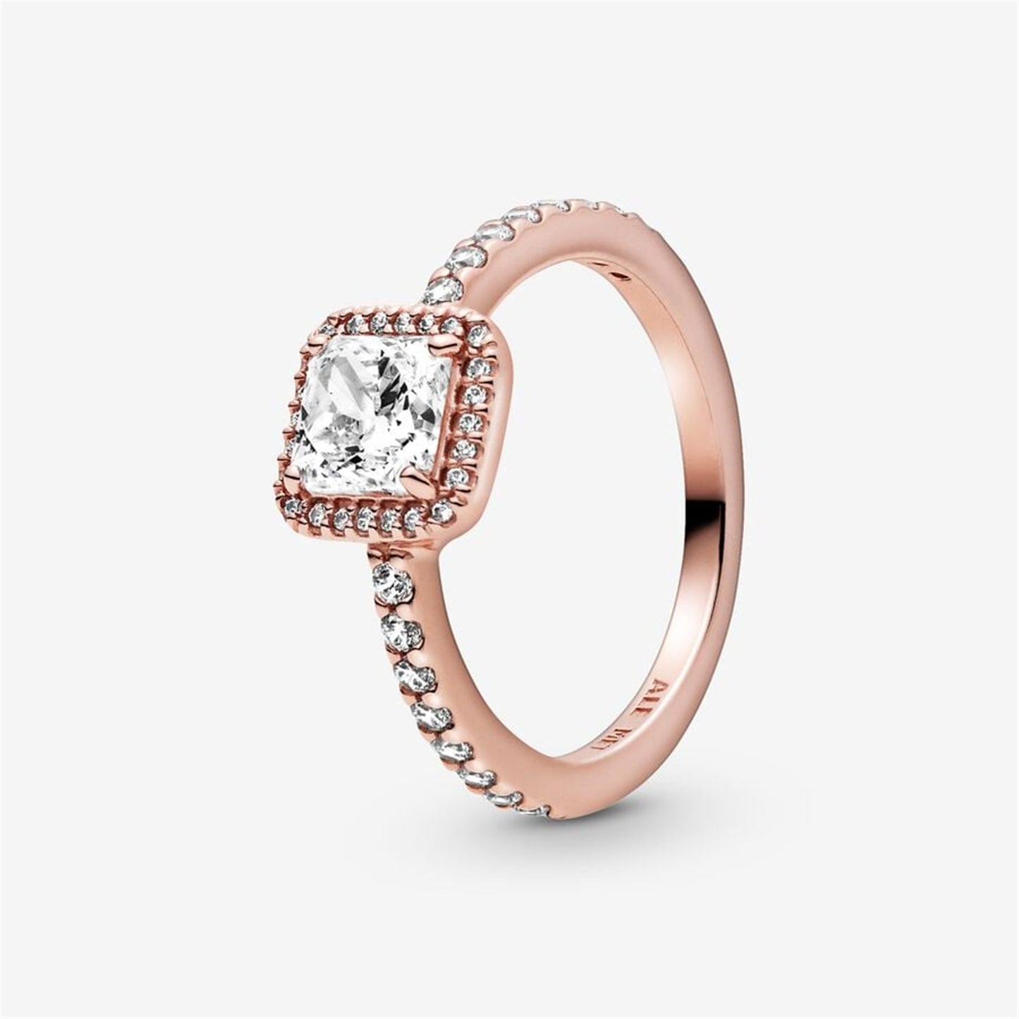 S925 Sterling Silver Square Sparkle Halo Ring