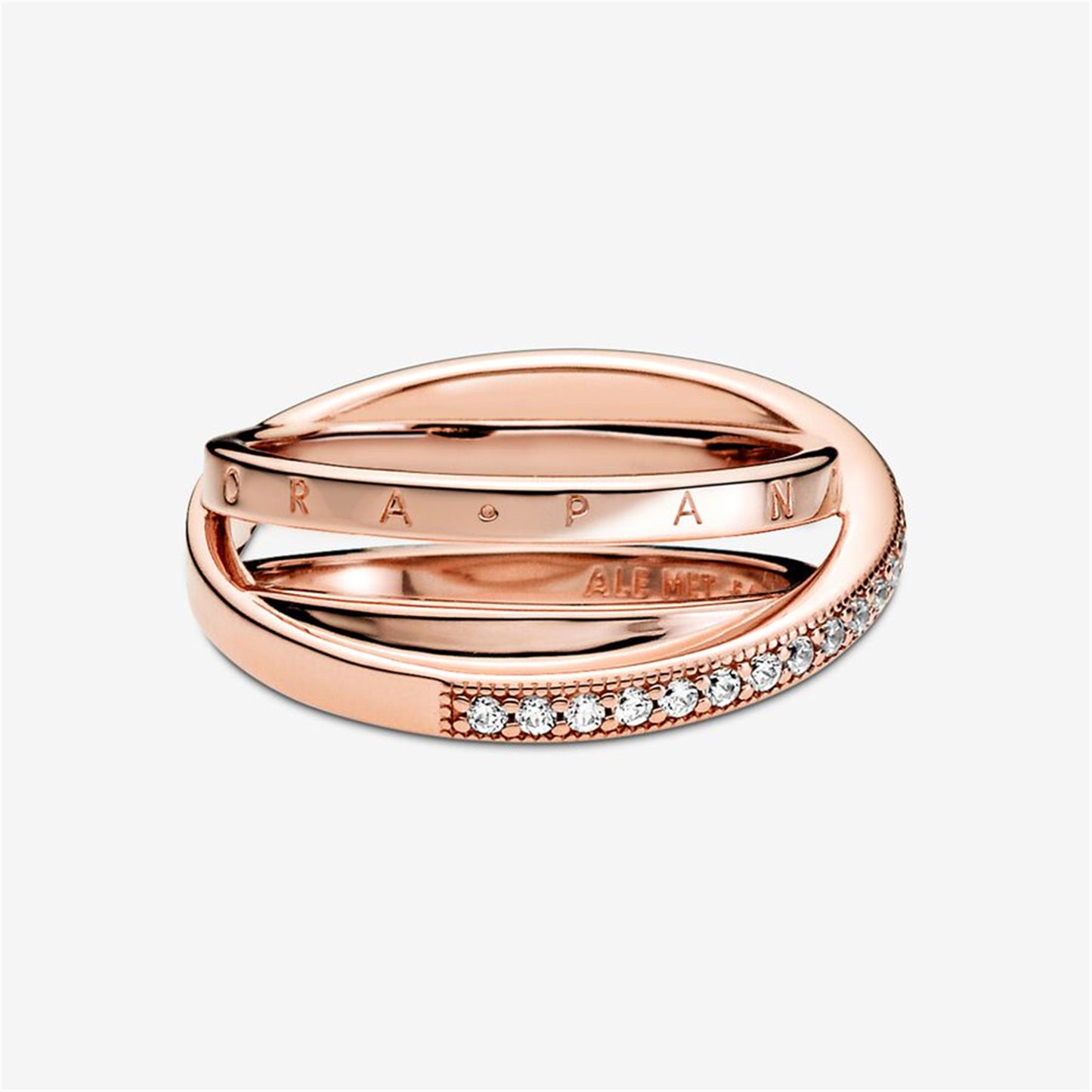 S925 Sterling Silver Crossover Pavé Triple Band Ring