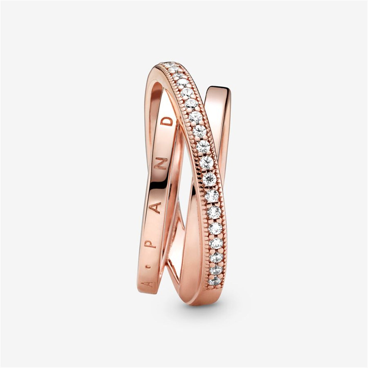 S925 Sterling Silver Crossover Pavé Triple Band Ring
