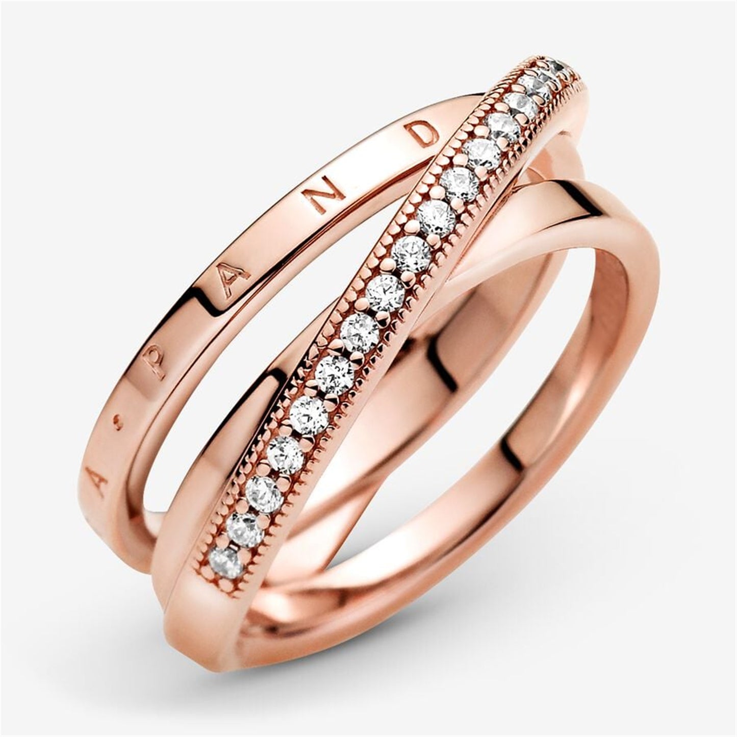S925 Sterling Silver Crossover Pavé Triple Band Ring