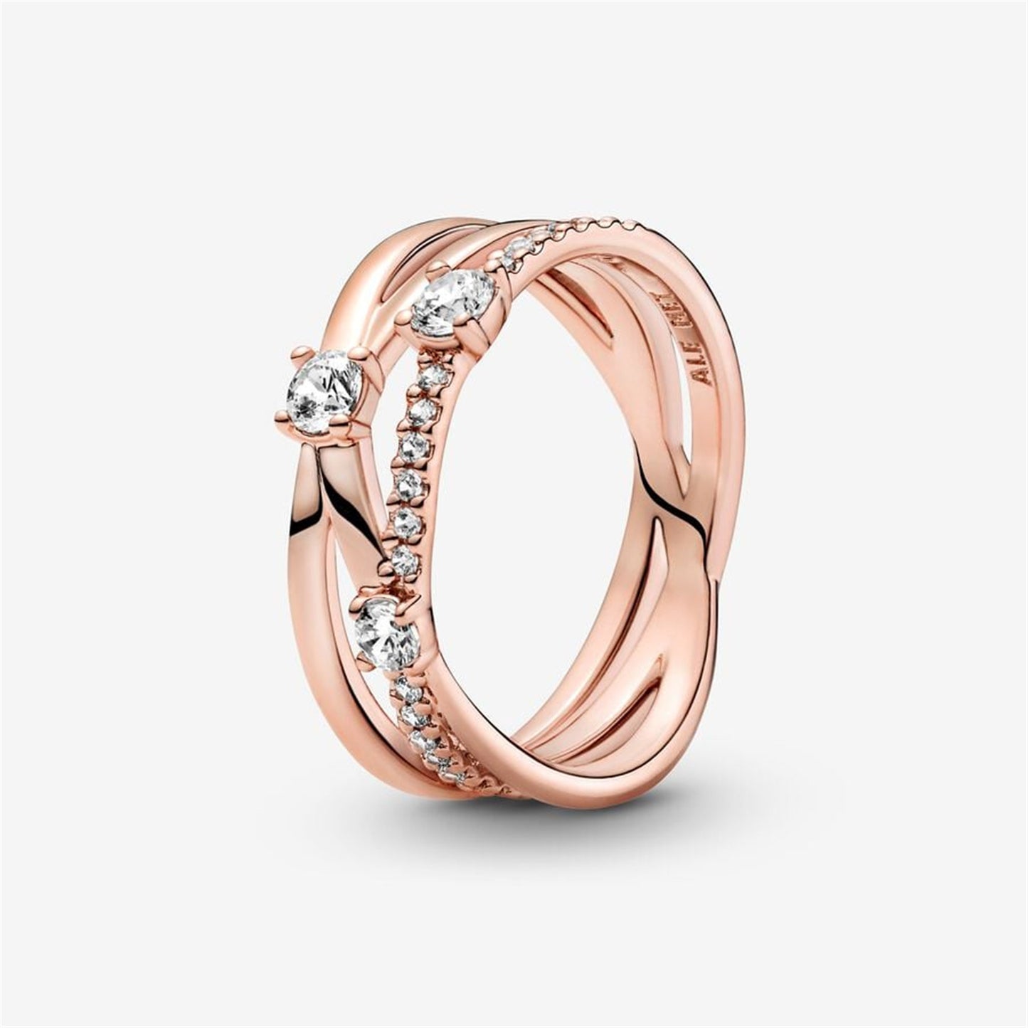 S925 Sterling Silver Sparkling Triple Band Ring