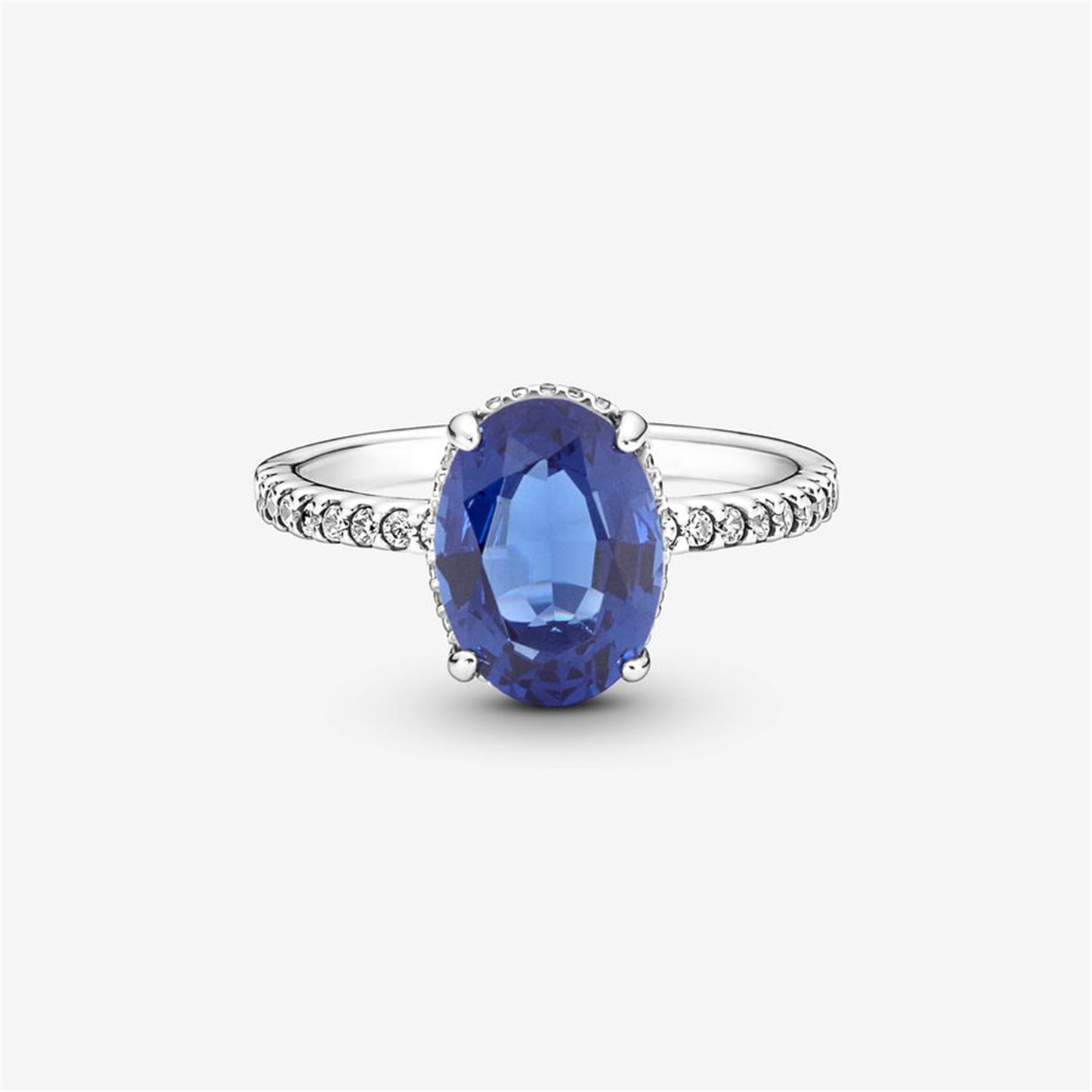 S925 Sterling Silver Sparkling Statement Halo Ring