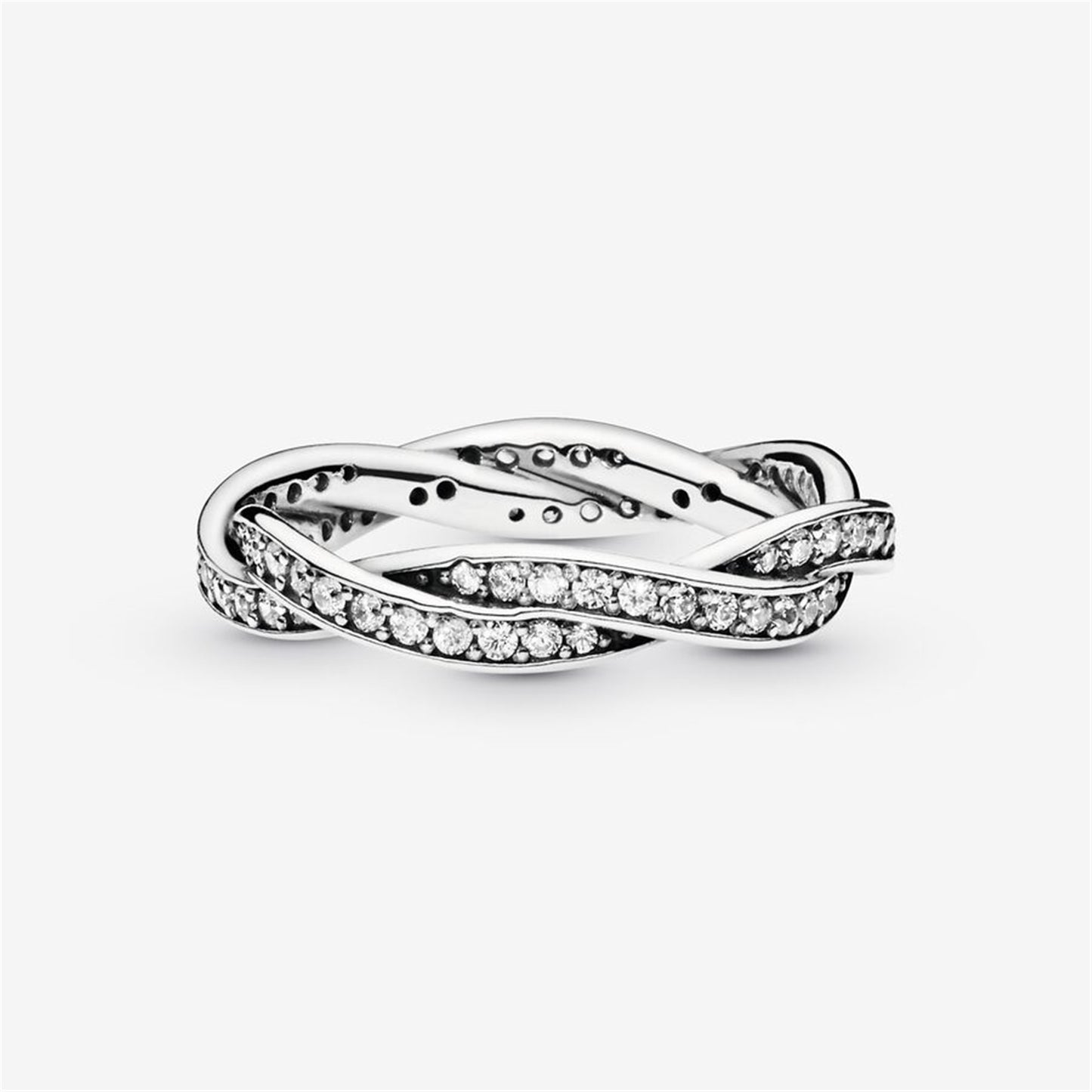 S925 Sterling Silver Sparkling Twisted Lines Ring