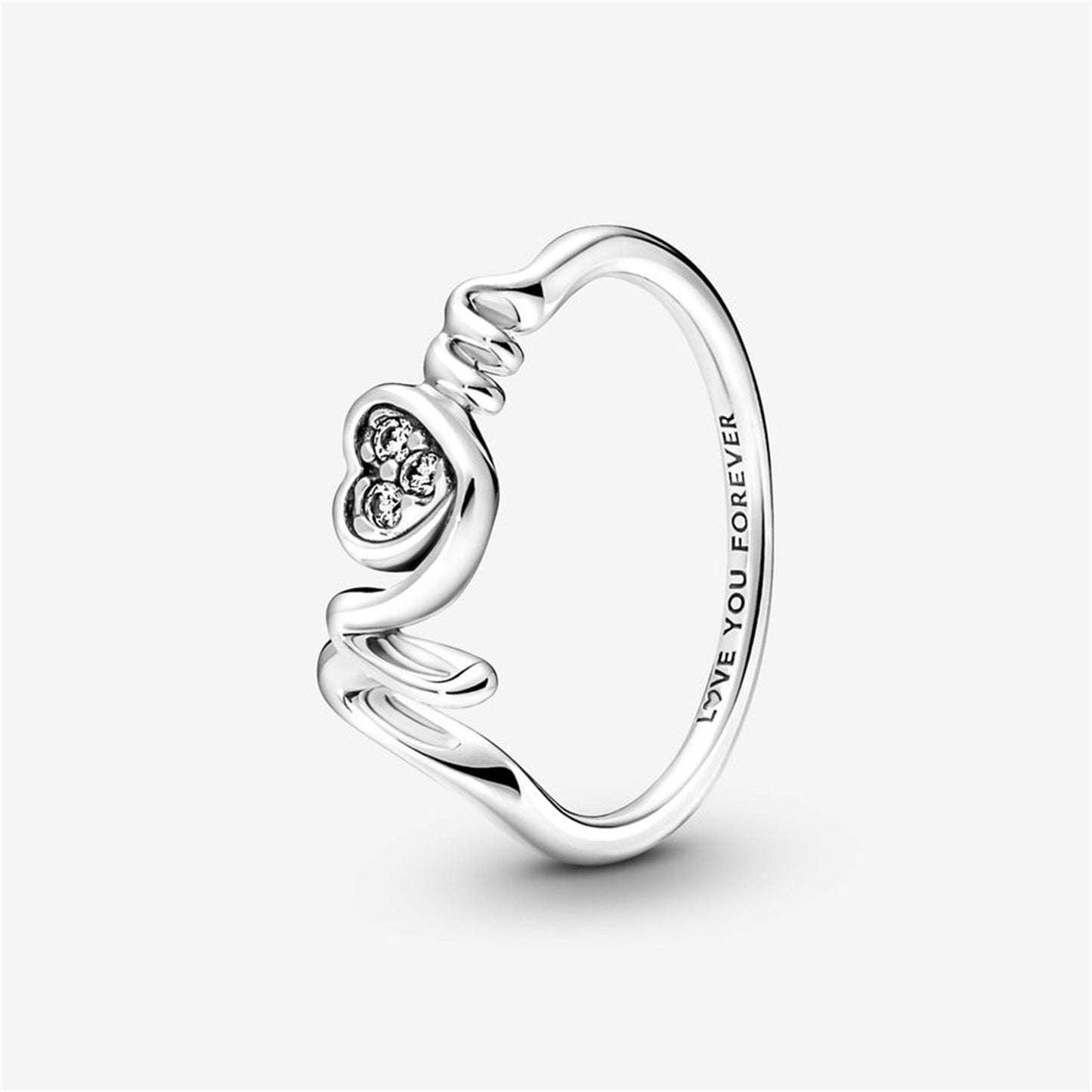 S925 Sterling Silver Mom Pavé Heart Ring