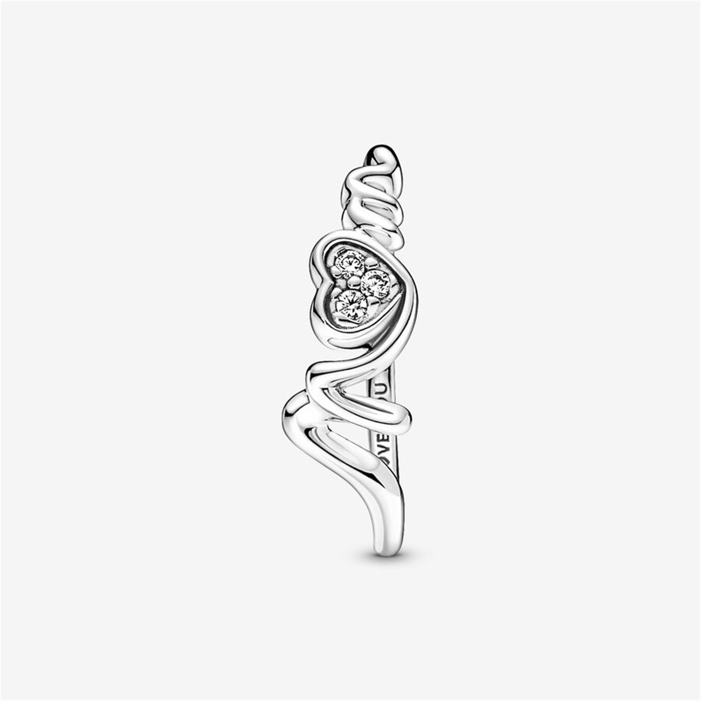 S925 Sterling Silver Mom Pavé Heart Ring