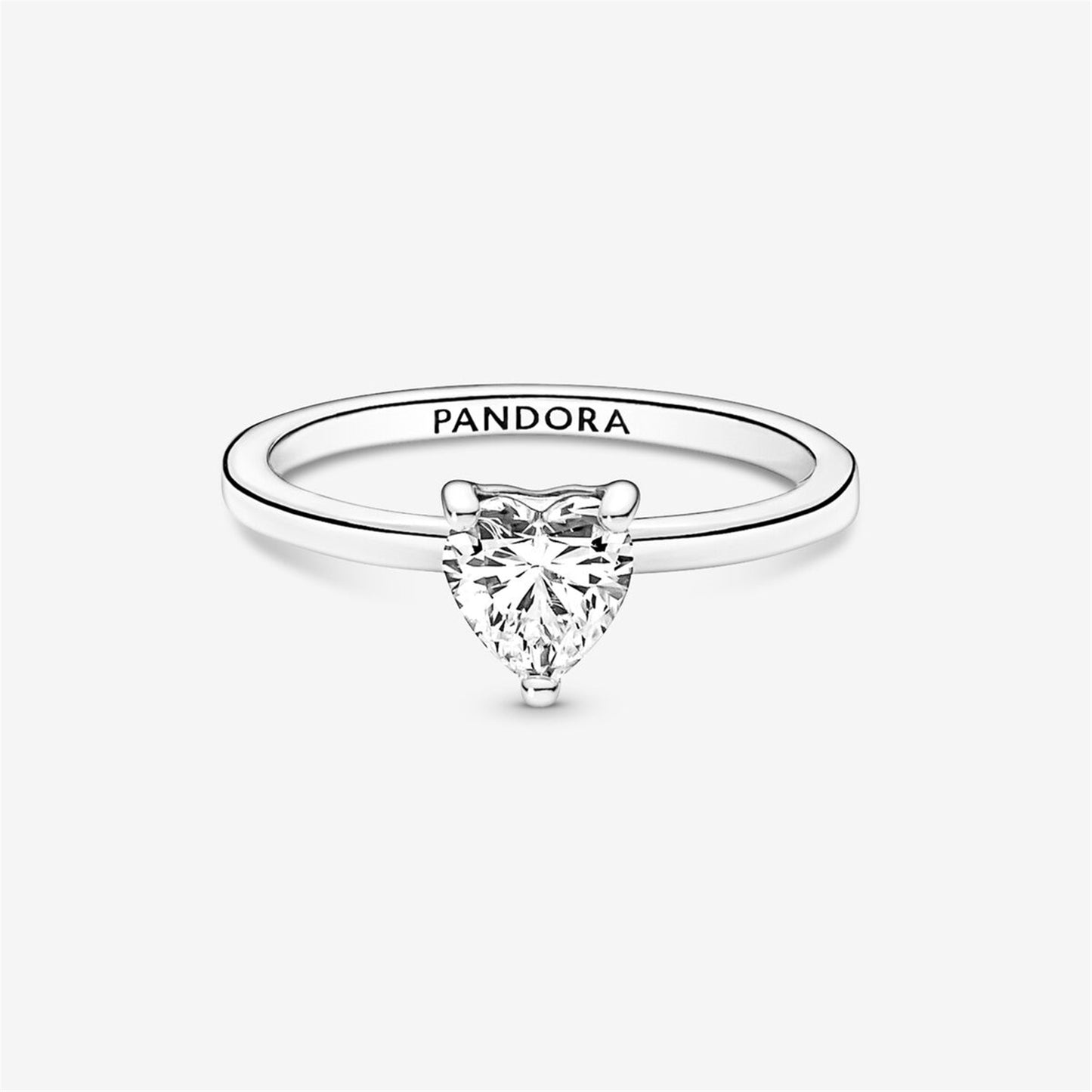 S925 Sterling Silver Sparkling Heart Solitaire Ring