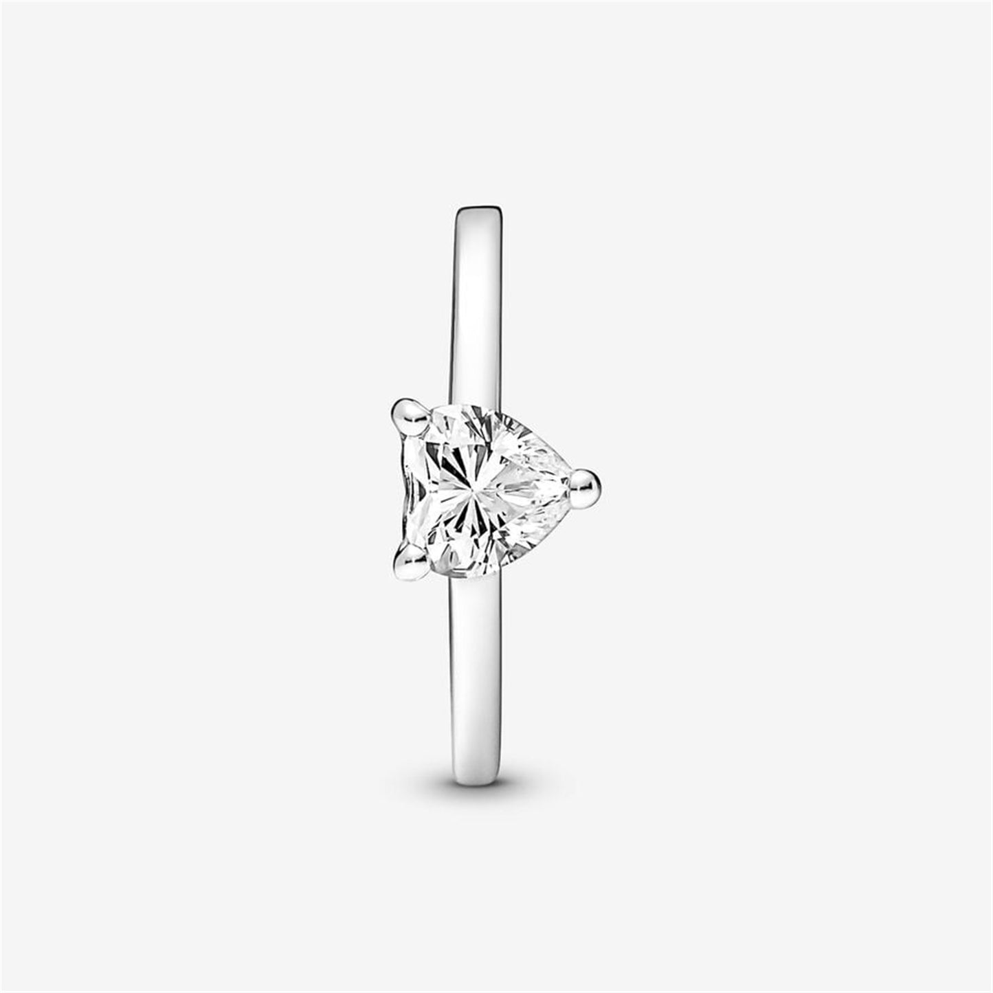 S925 Sterling Silver Sparkling Heart Solitaire Ring