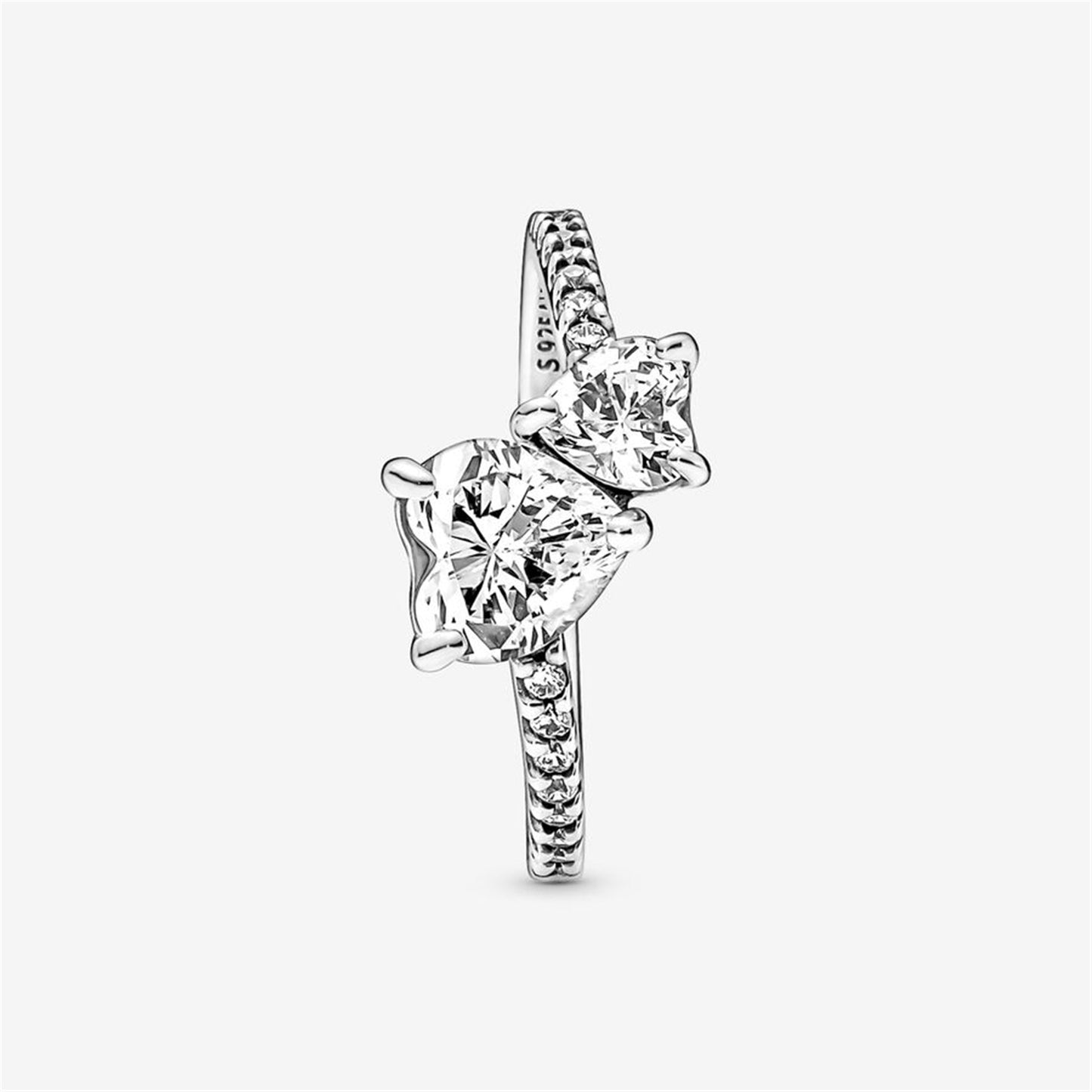 S925 sterling silver Double Heart Sparkling Ring
