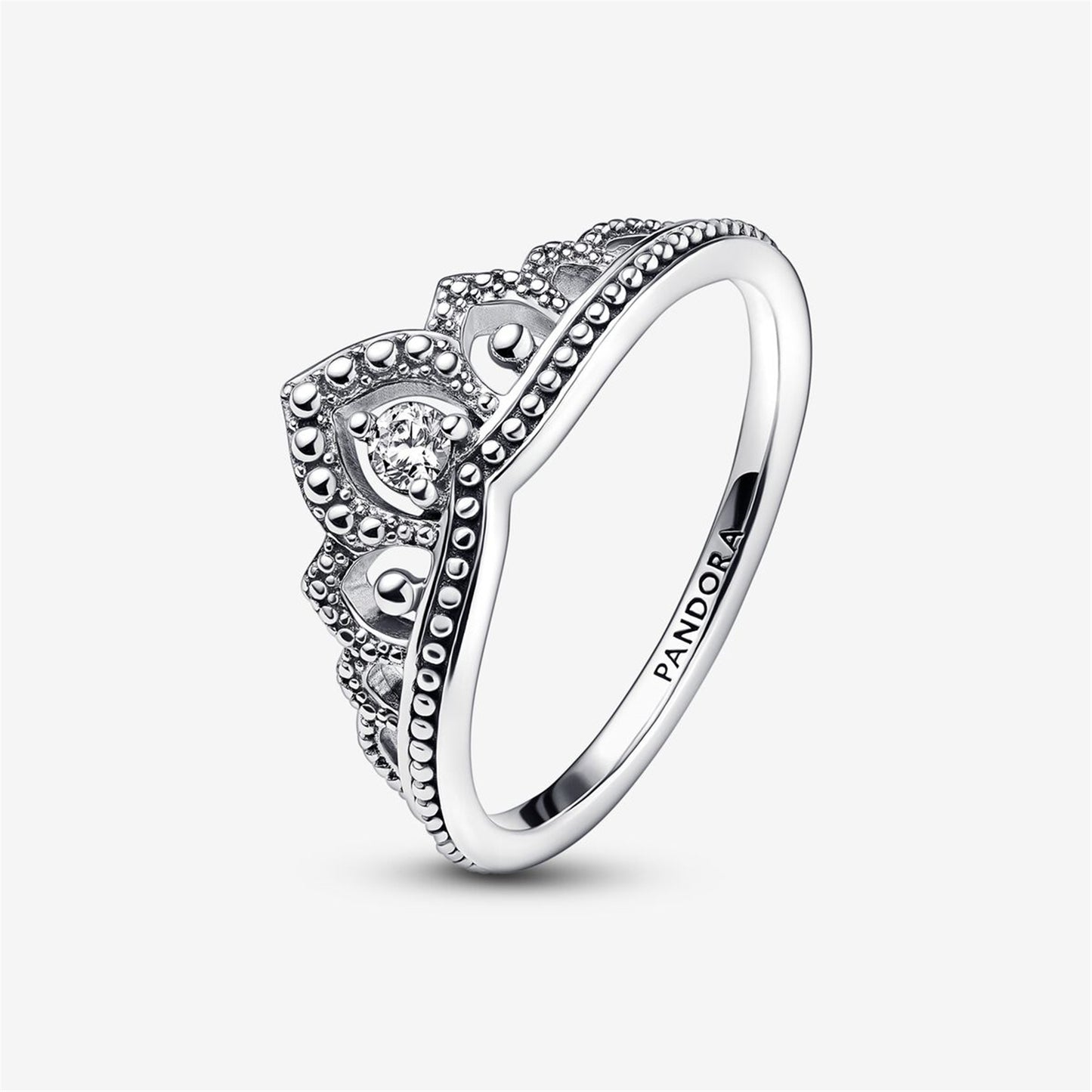 S925 Sterling Silver Regal Beaded Tiara Ring