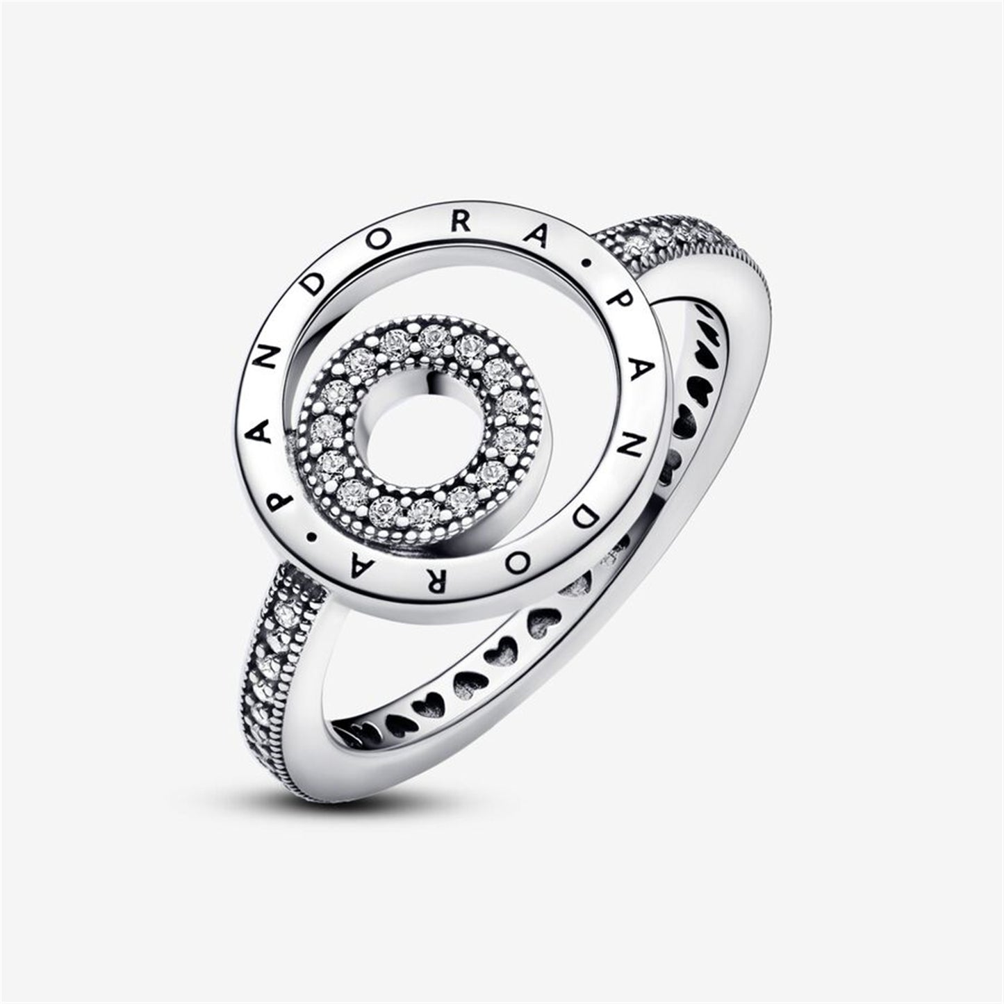S925 Sterling Silver Signature Logo Circles Pavé Ring