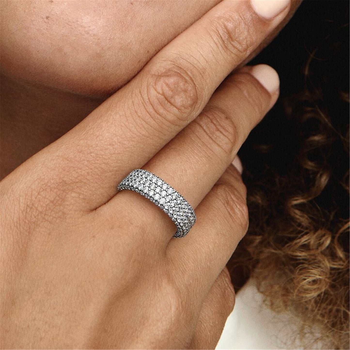 S925 Sterling Silver Timeless Pavé Triple-row Ring