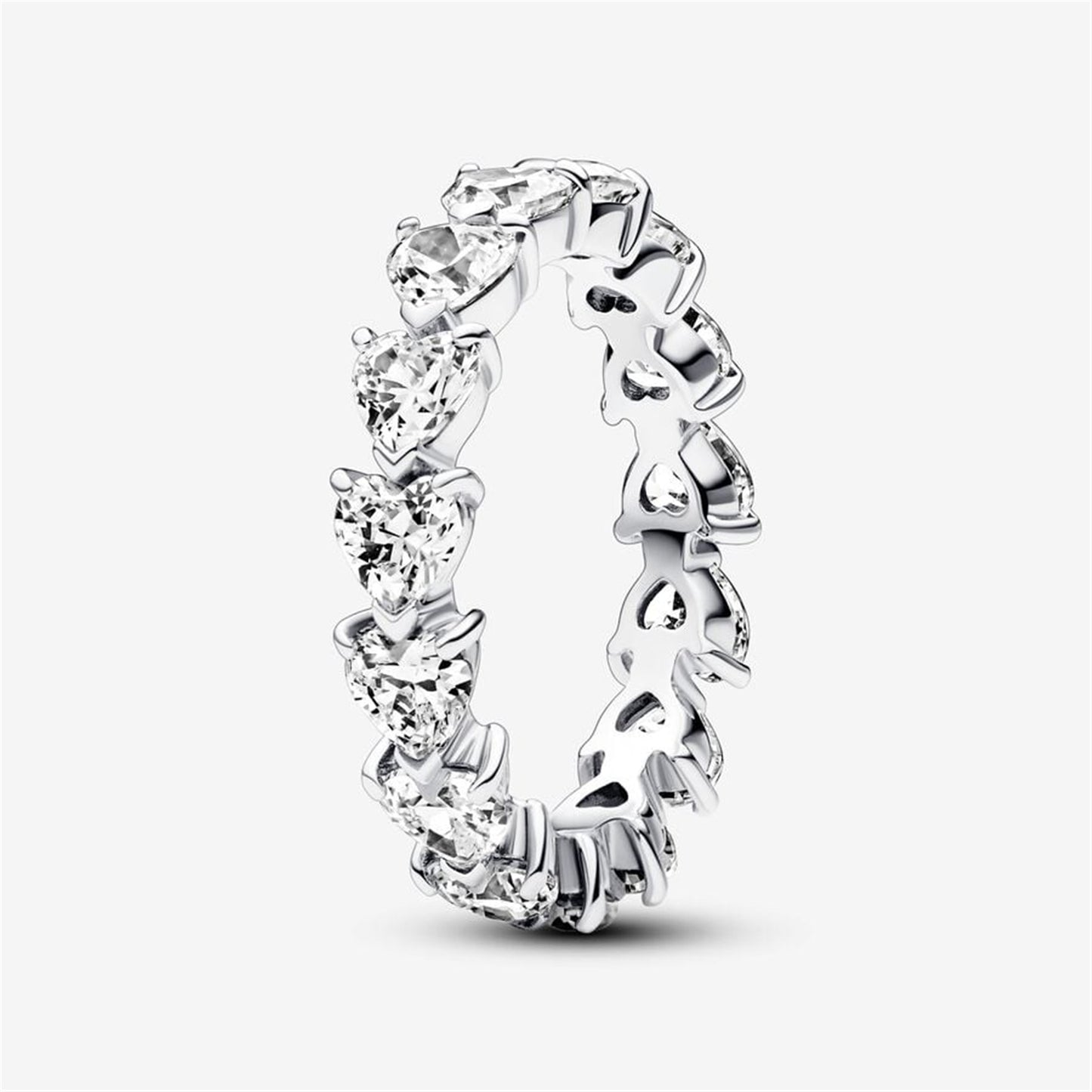 S925 Sterling Silver Row of Hearts Eternity Ring