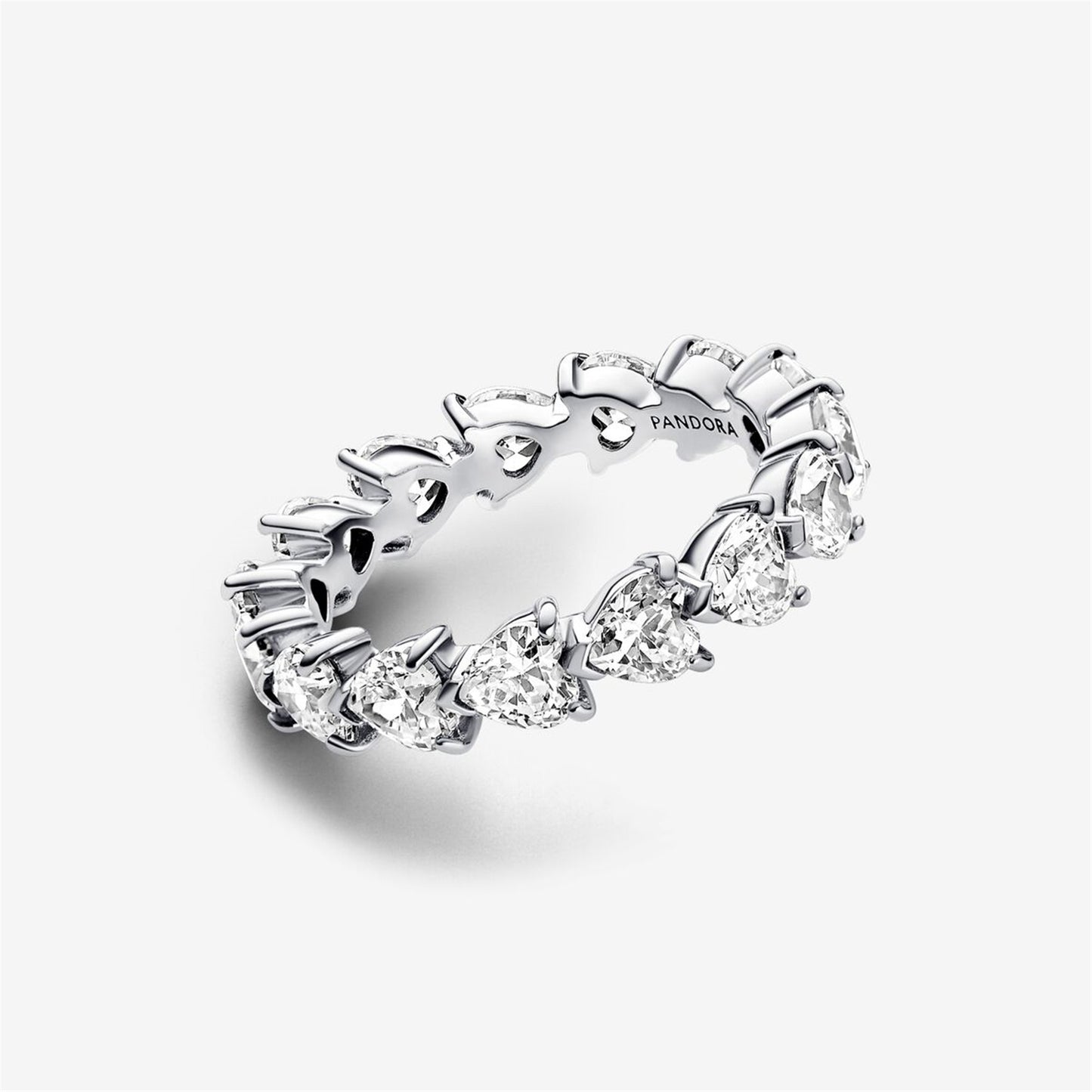 S925 Sterling Silver Row of Hearts Eternity Ring