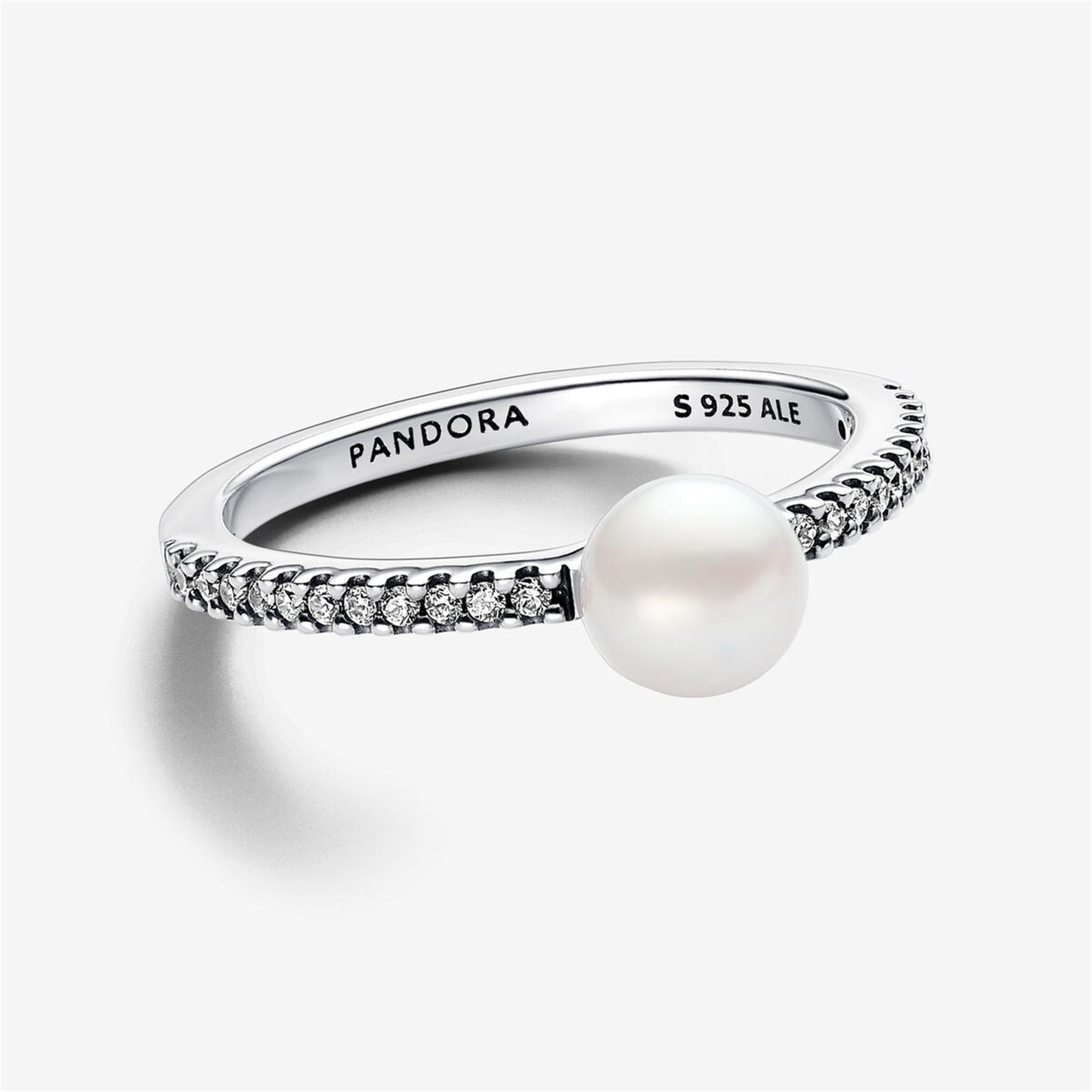 S925 Sterling Silver Treated Freshwater Cultured Pearl & Pavé Ring