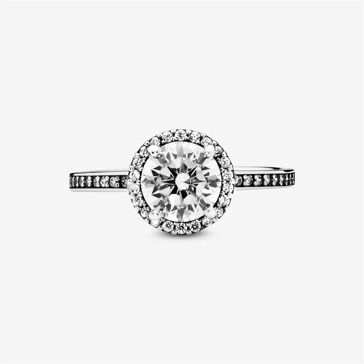 S925 Sterling Silver Round Sparkle Halo Ring