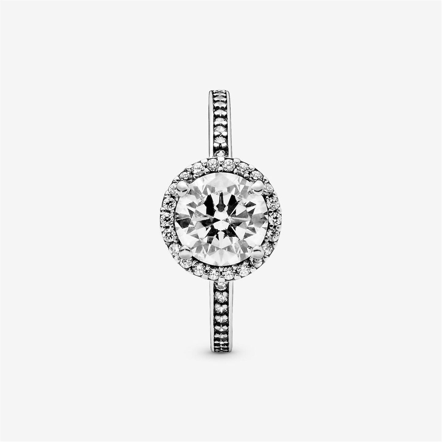 S925 Sterling Silver Round Sparkle Halo Ring