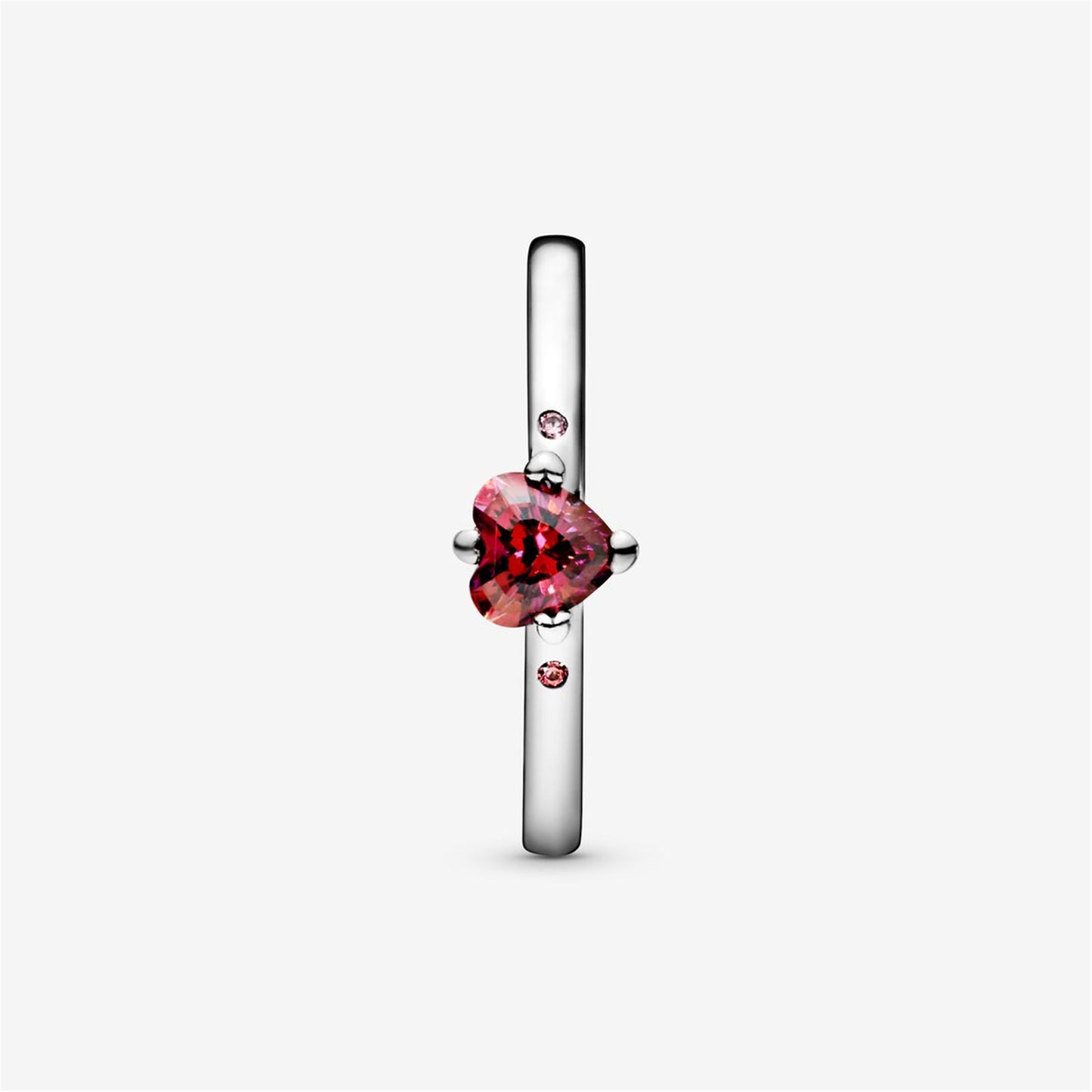 S925 Sterling Silver Sparkling Red Heart Ring