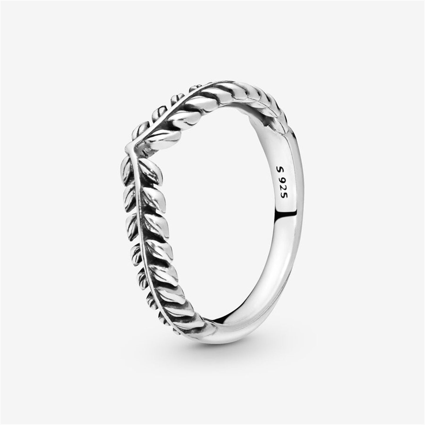 S925 Sterling Silver Wheat Grains Wishbone Ring