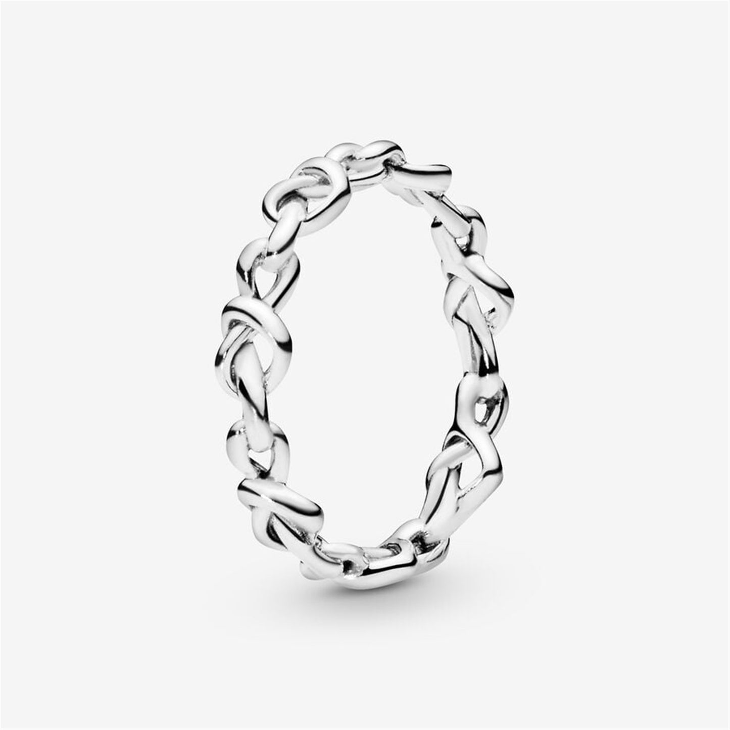 S925 Sterling Silver Knotted Hearts Ring