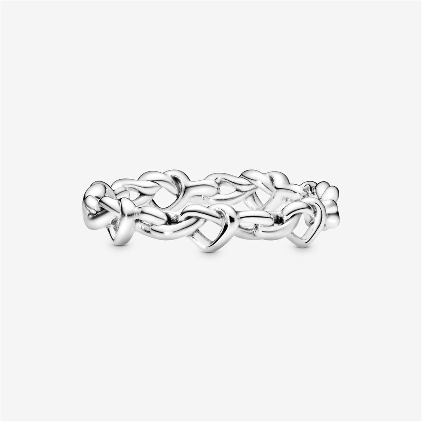 S925 Sterling Silver Knotted Hearts Ring