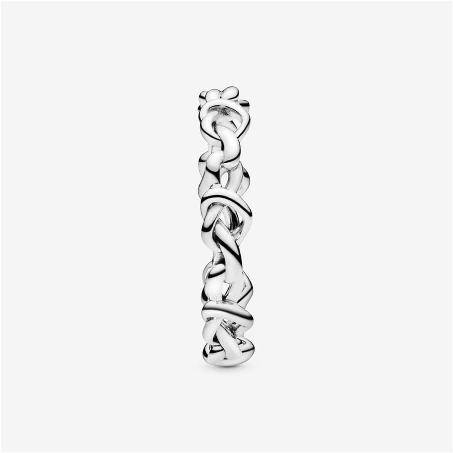 S925 Sterling Silver Knotted Hearts Ring