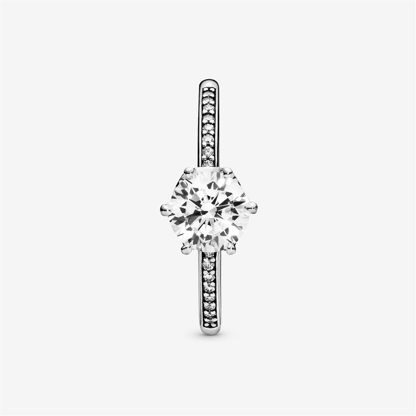 S925 Sterling Silver Clear Sparkling Crown Solitaire Ring