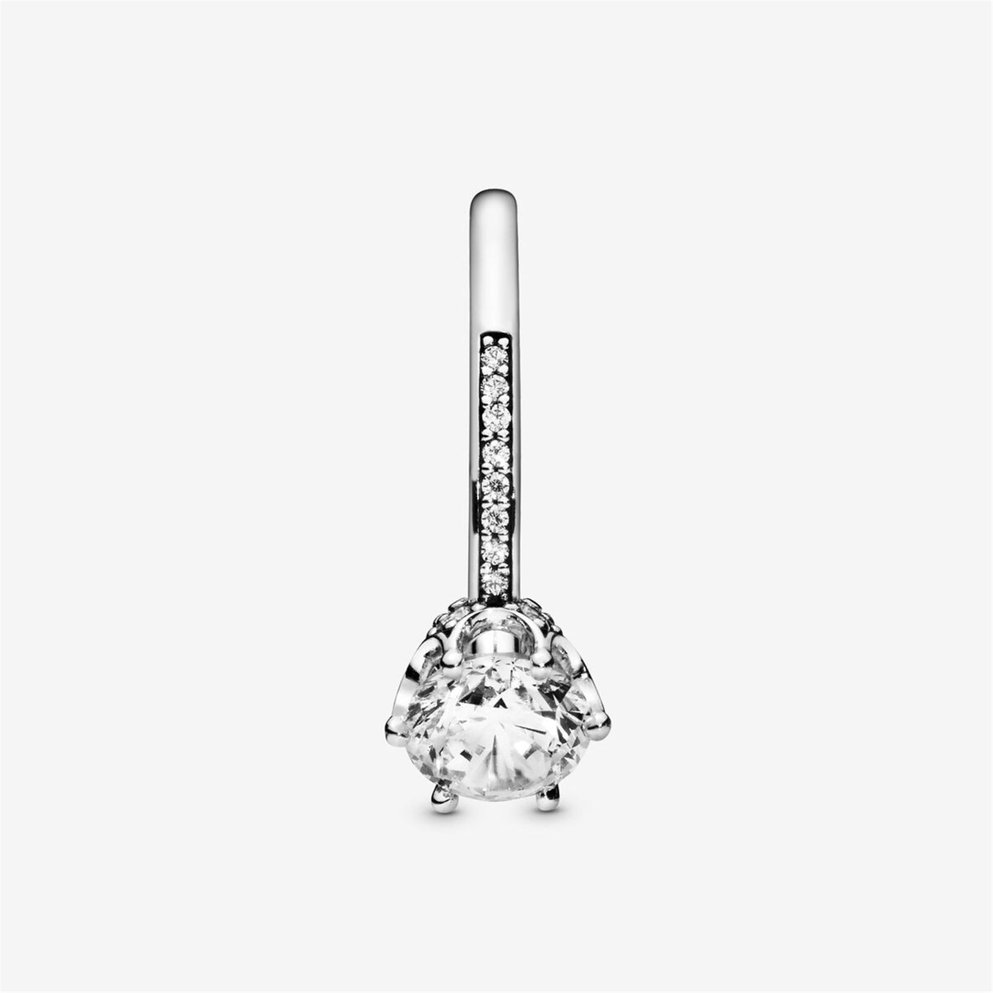 S925 Sterling Silver Clear Sparkling Crown Solitaire Ring