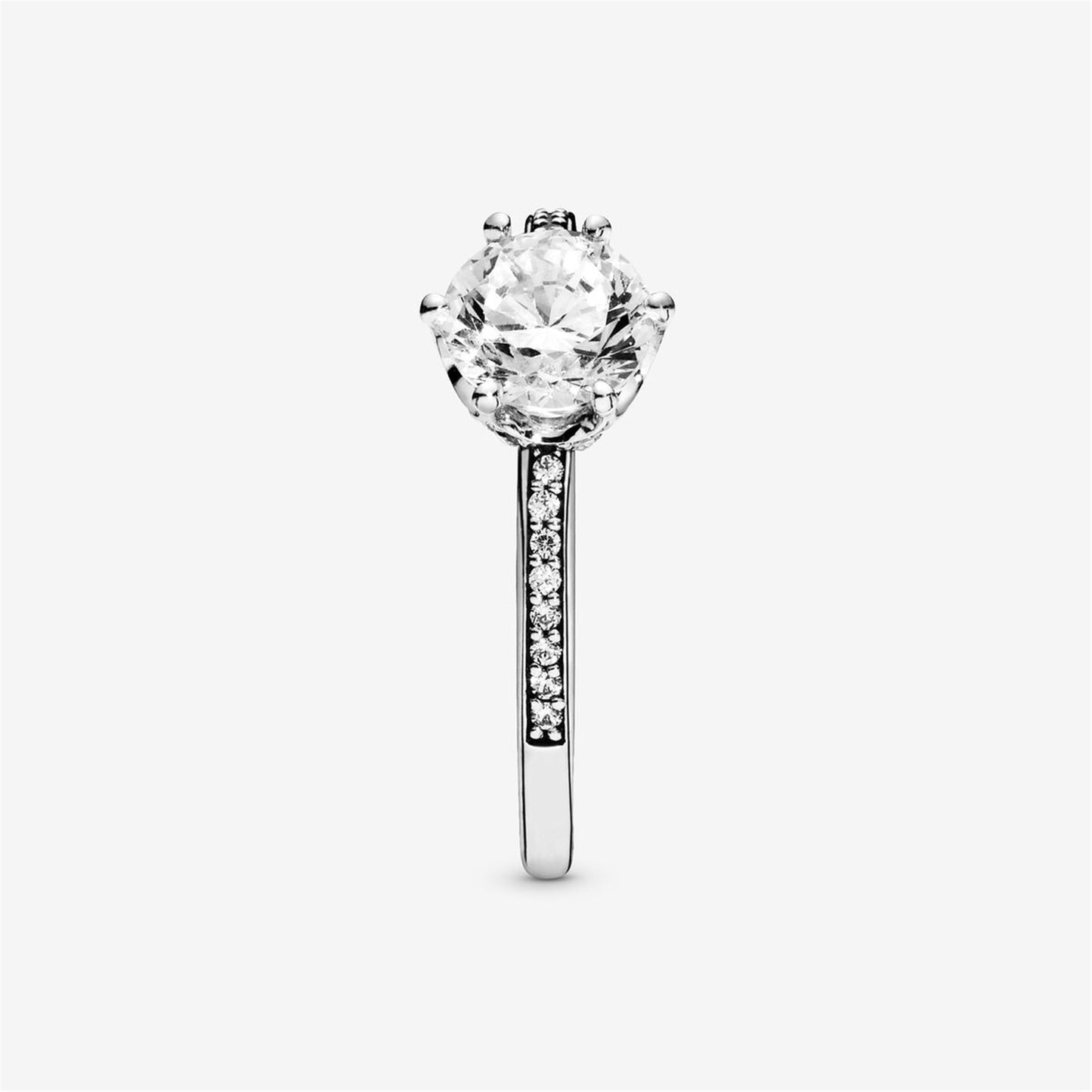 S925 Sterling Silver Clear Sparkling Crown Solitaire Ring