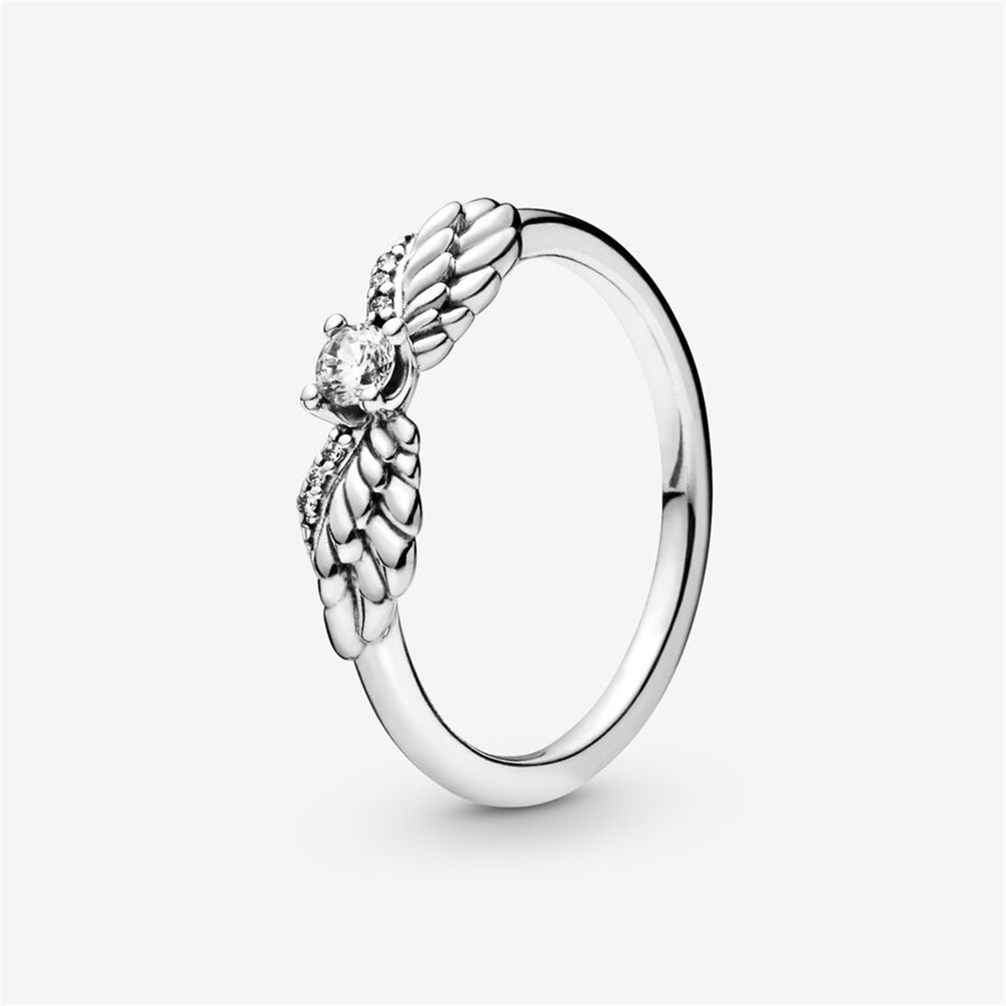 S925 Sterling Silver Sparkling Angel Wings Ring