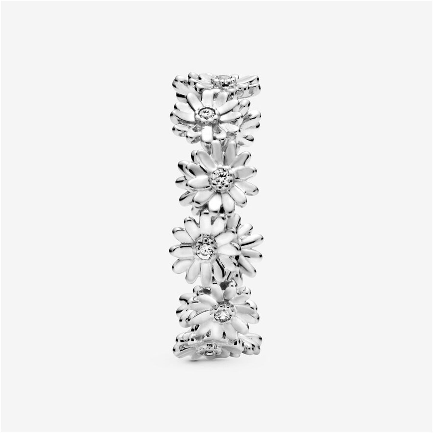 S925 Sterling Silver Sparkling Daisy Flower Crown Ring
