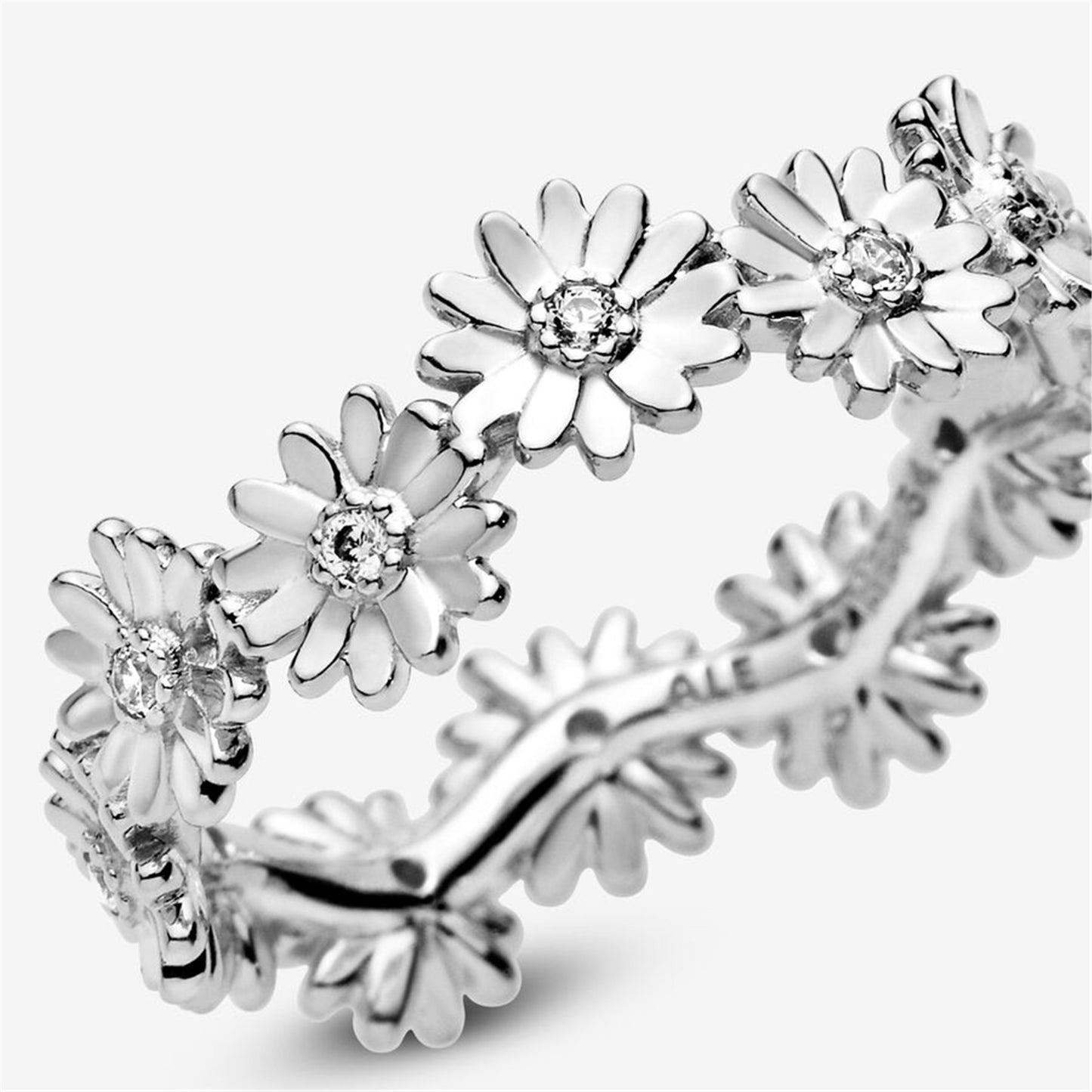 S925 Sterling Silver Sparkling Daisy Flower Crown Ring