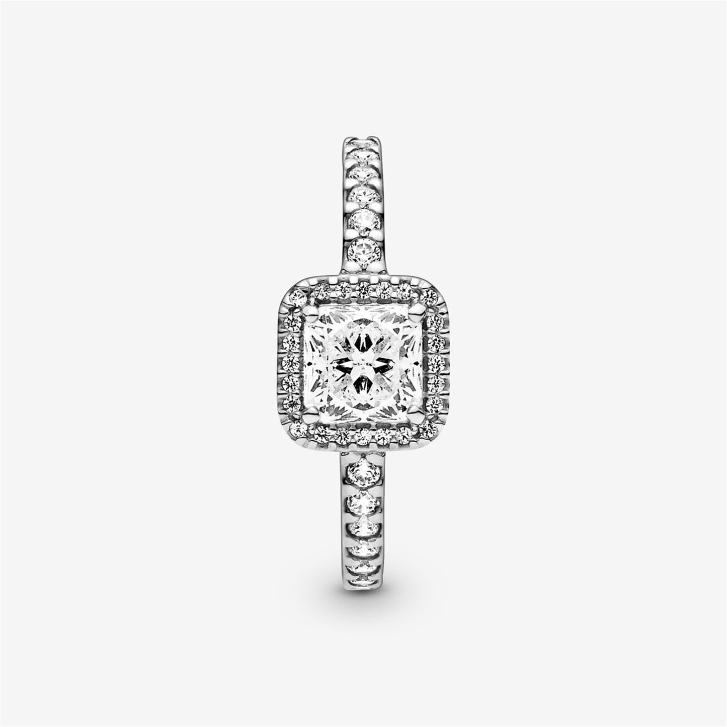 S925 Sterling Silver Square Sparkle Halo Ring