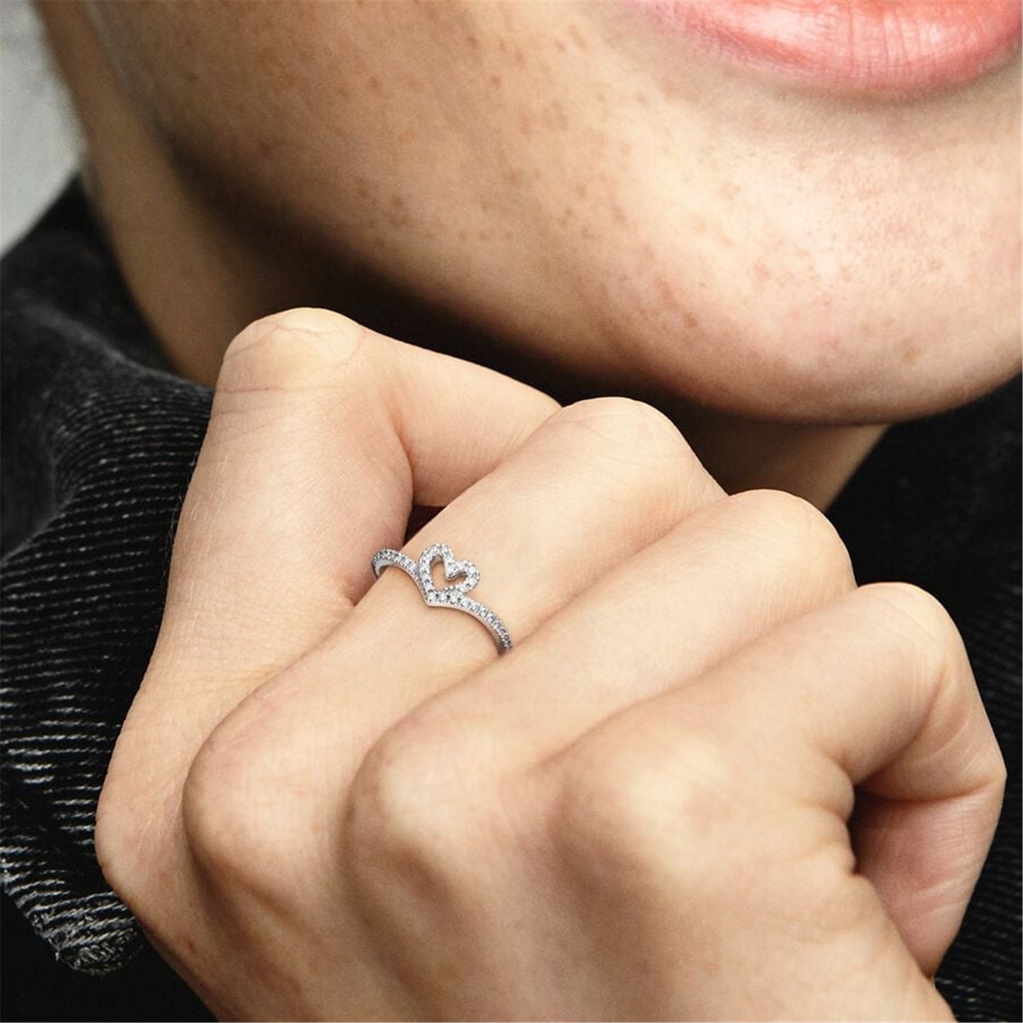 S925 Sterling Silver Timeless Wish Sparkling Heart Ring
