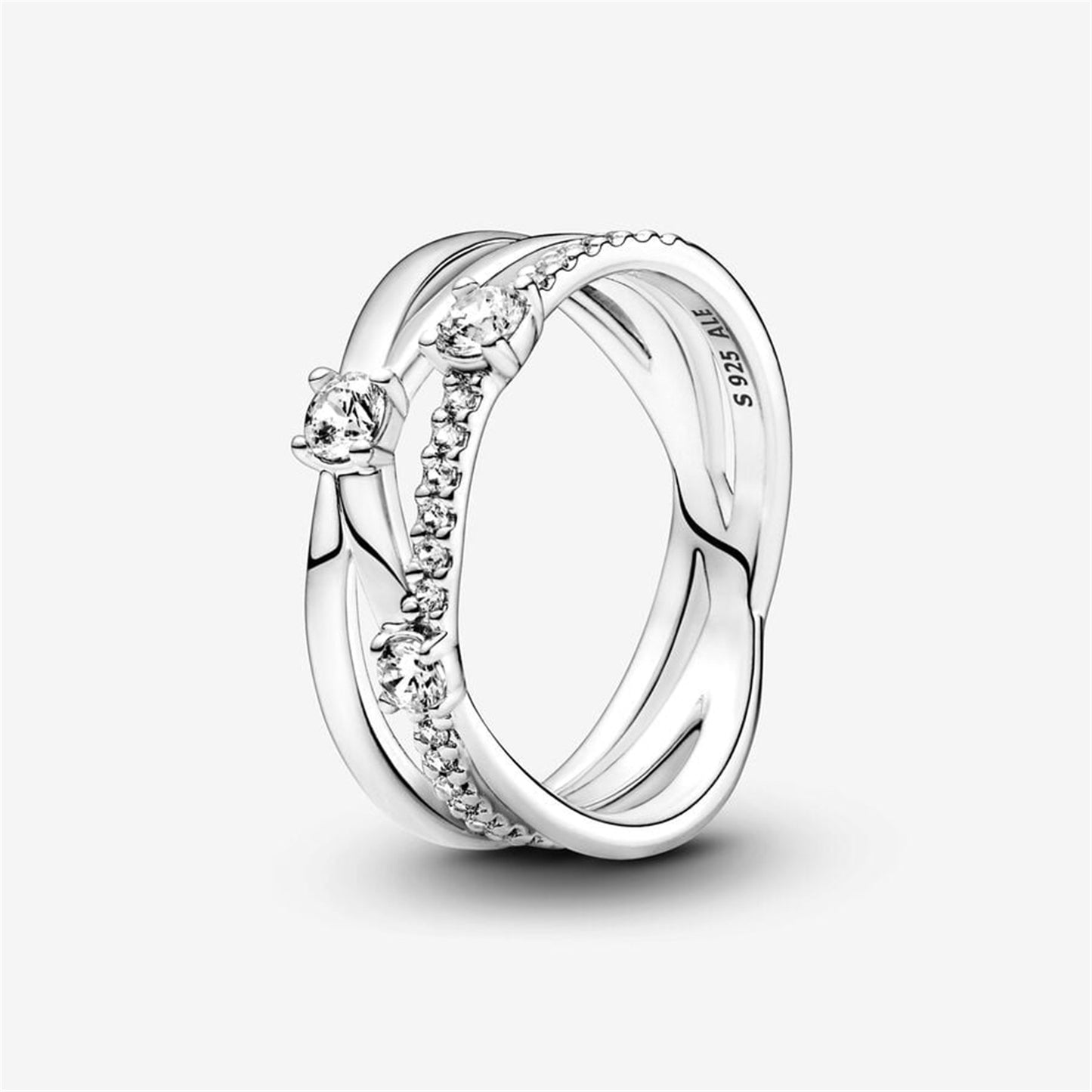 S925 Sterling Silver Sparkling Triple Band Ring