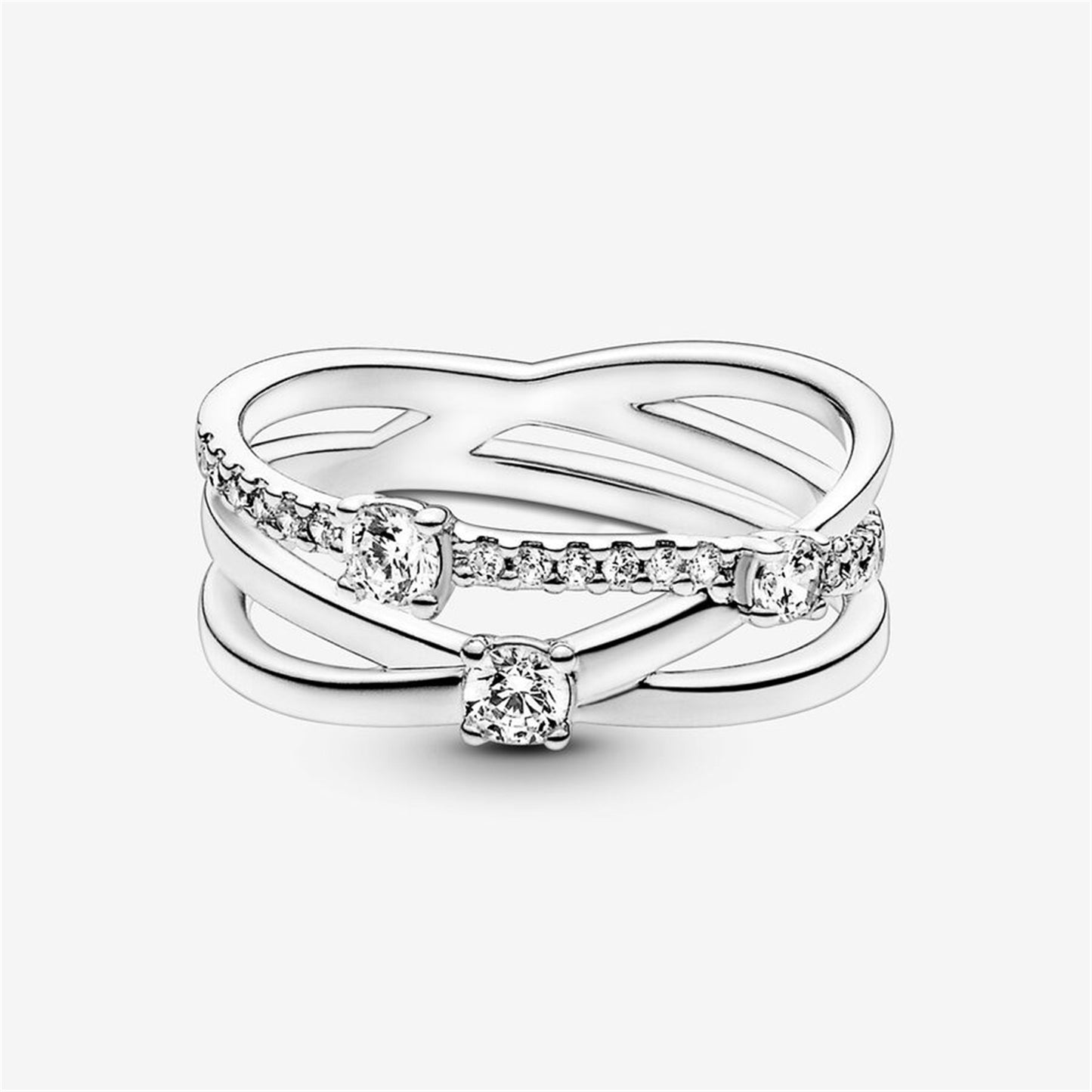 S925 Sterling Silver Sparkling Triple Band Ring