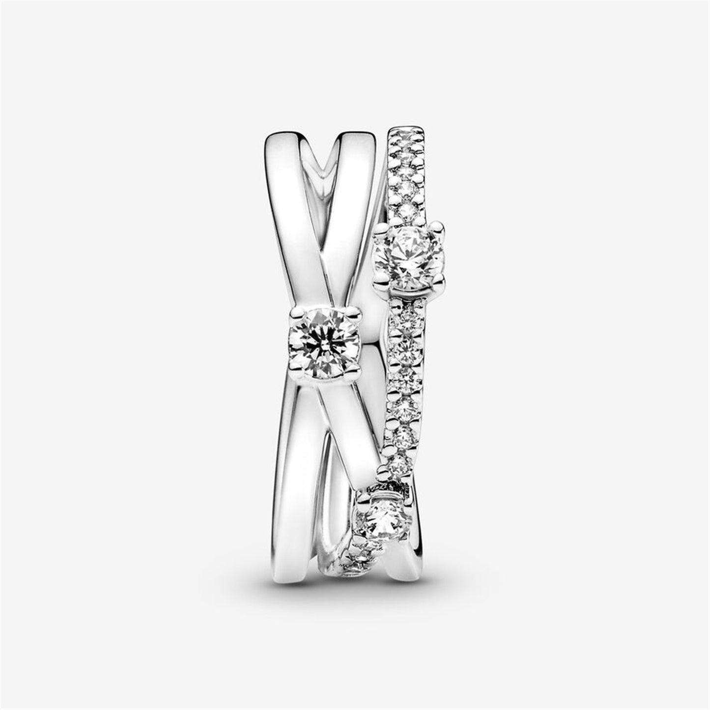 S925 Sterling Silver Sparkling Triple Band Ring