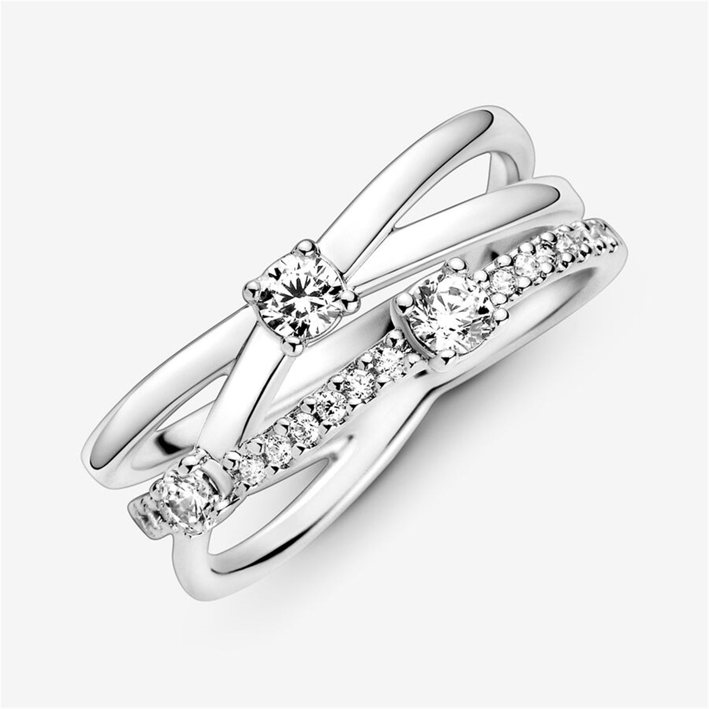 S925 Sterling Silver Sparkling Triple Band Ring