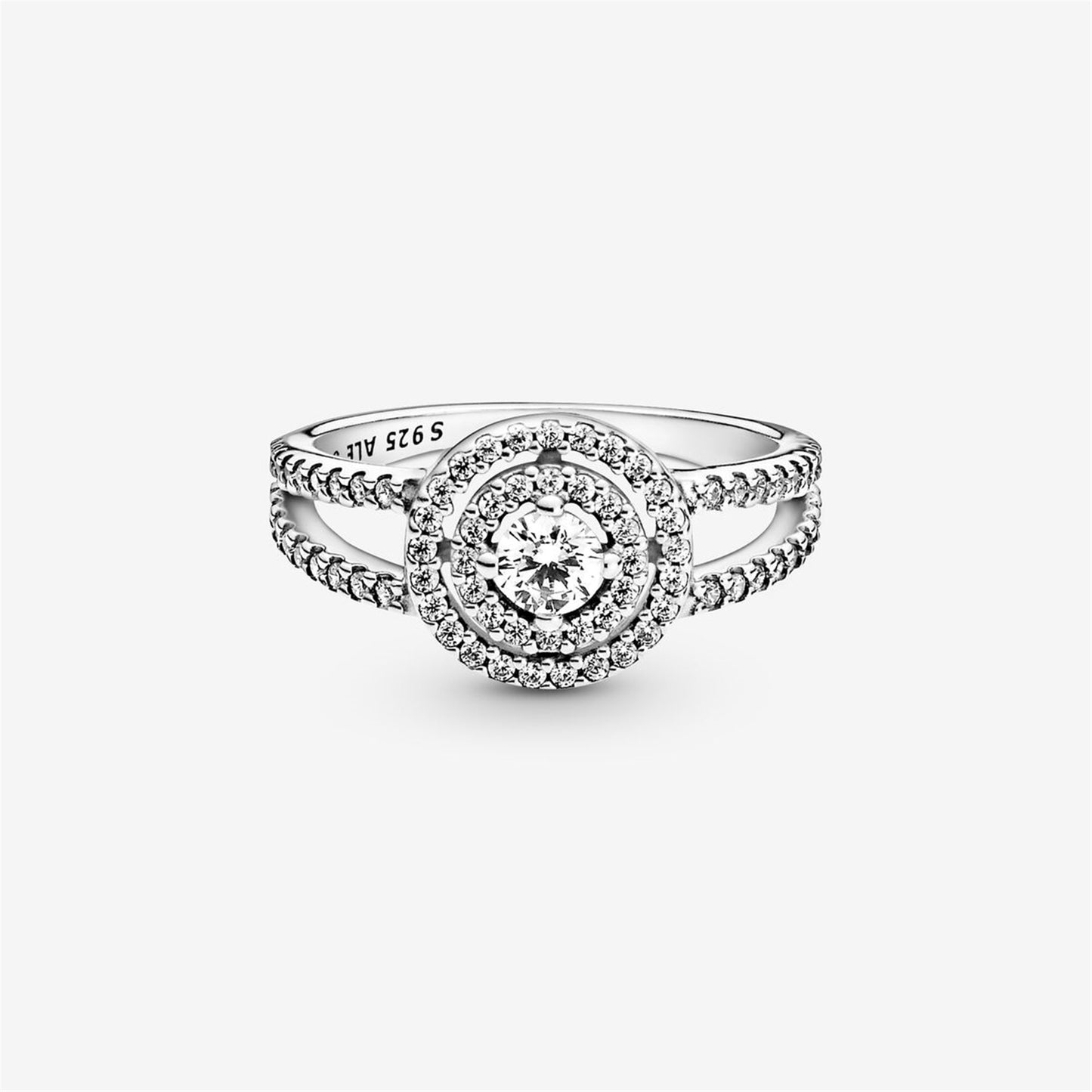 S925 Sterling Silver Sparkling Double Halo Ring