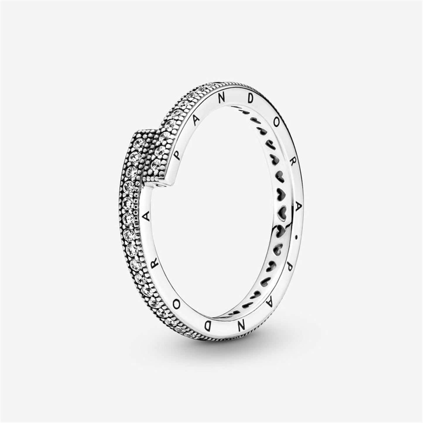 S925 Sterling Silver Sparkling Overlapping Ring