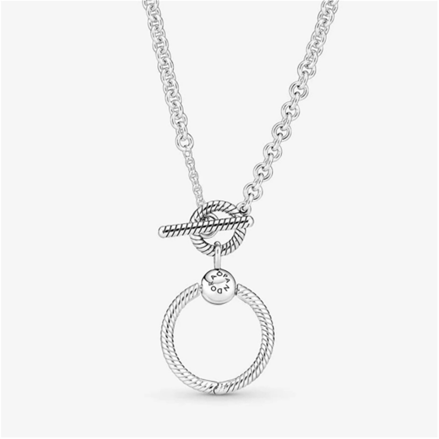 S925 Sterling Silver Moments O Pendant T-bar Everyday Necklace