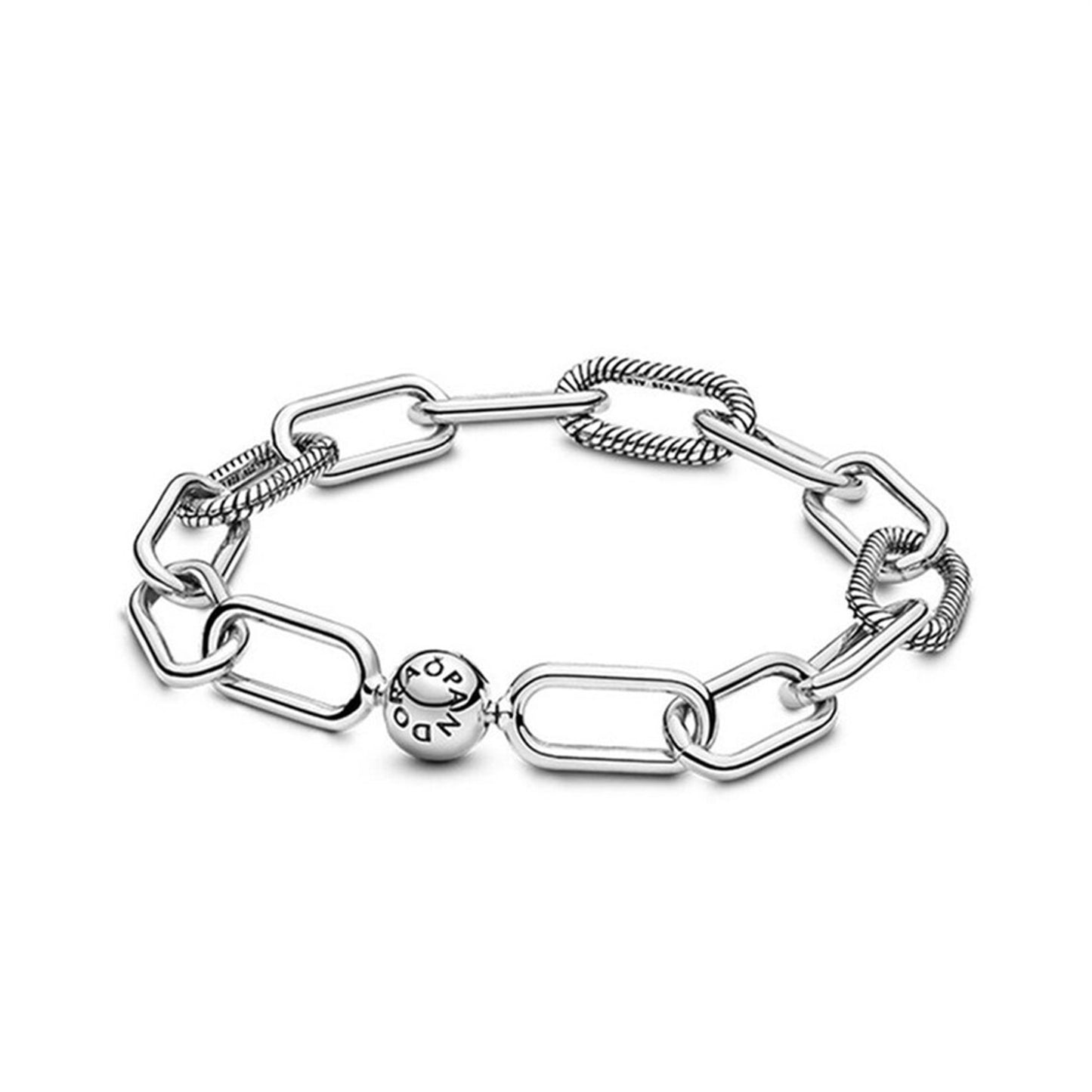 S925 sterling silver ME Metal Bead & Snake Chain Bracelet