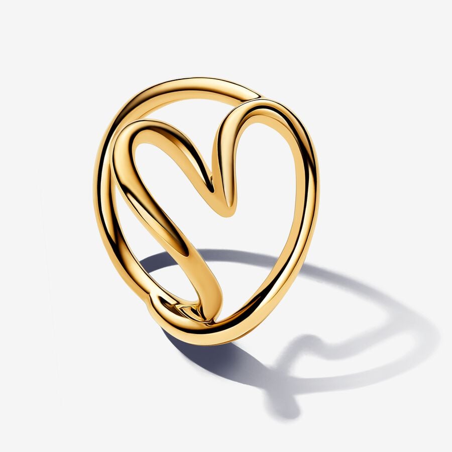 S925 Sterling Silver Organically Shaped Heart Ring