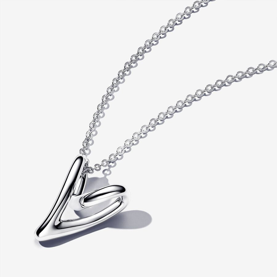 S925 Sterling Silver Organically Shaped Heart Pendant Necklace