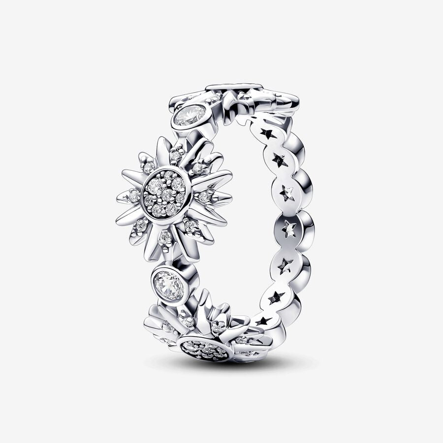 S925 Sterling Silver Sparkling Triple Sun Ring