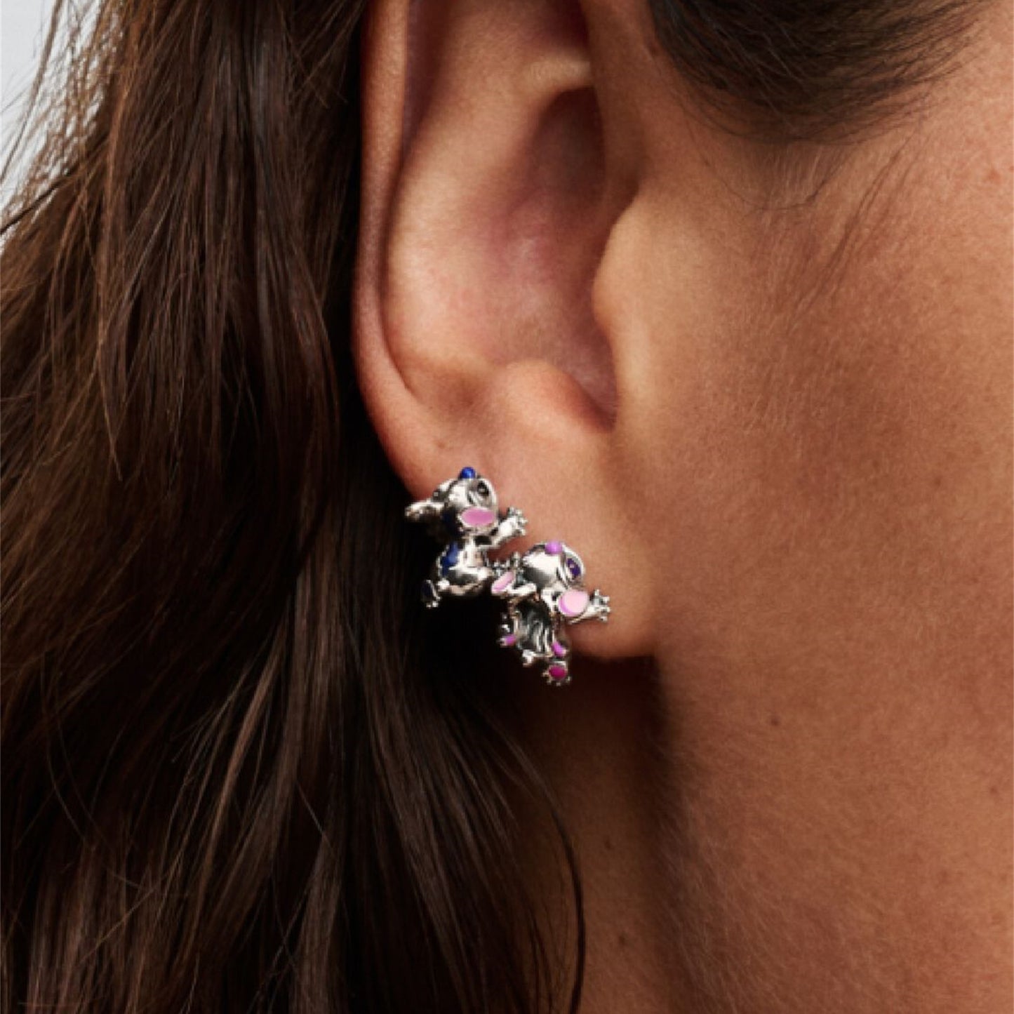 S925 Sterling Silver Stitch & Angel Stud Earrings