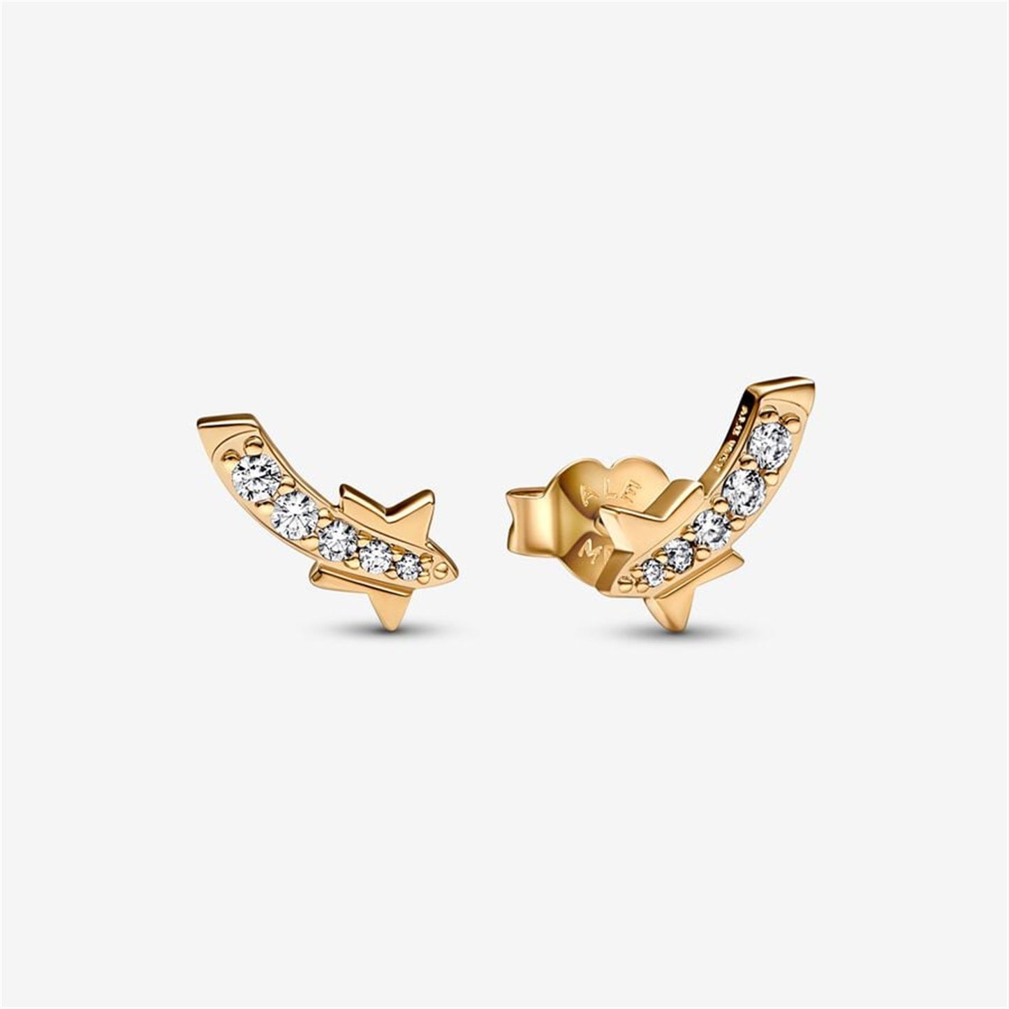 S925 Sterling Silver Shooting Star Pavé Stud Earrings