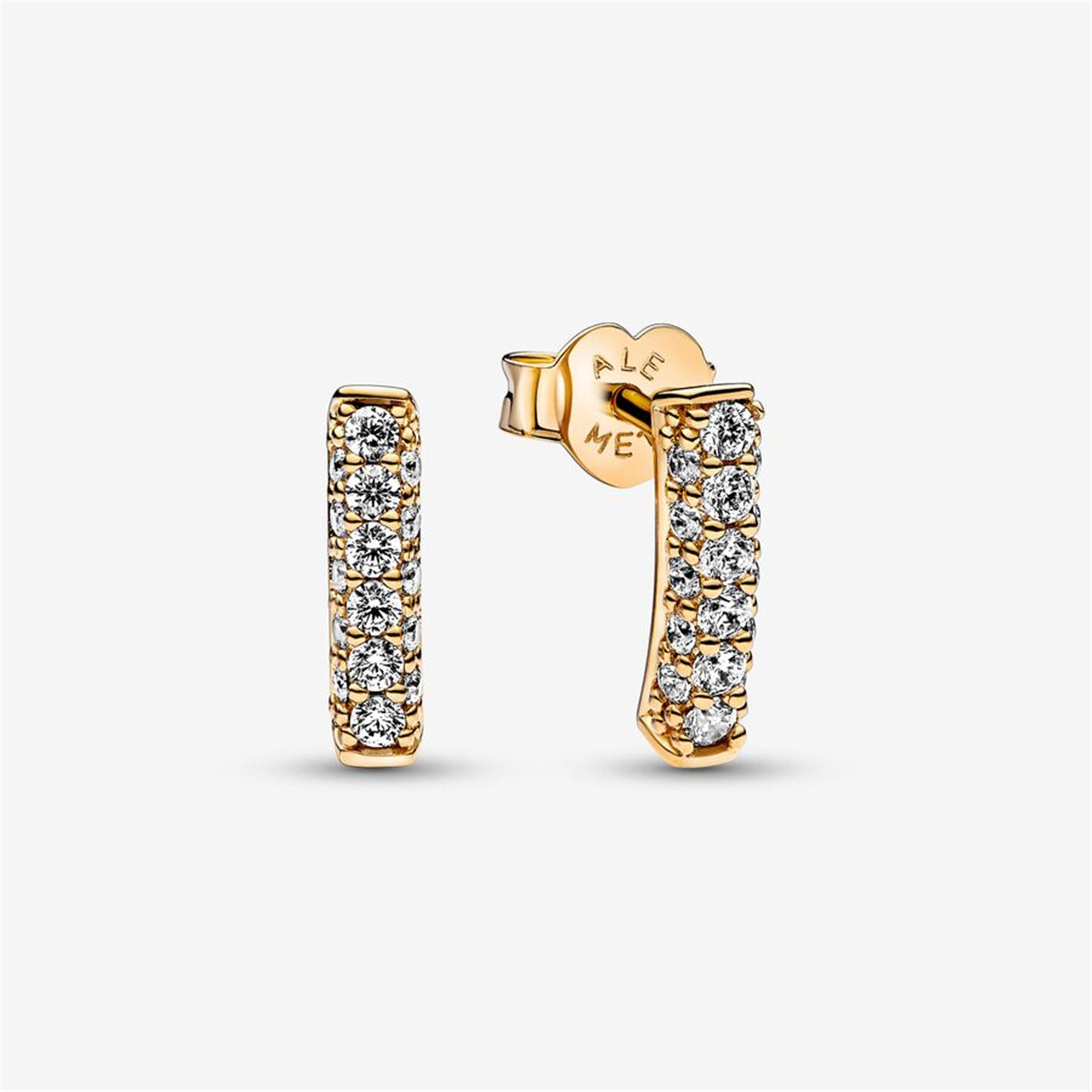 S925 Sterling Silver Timeless Pavé Single-row Bar Stud Earrings