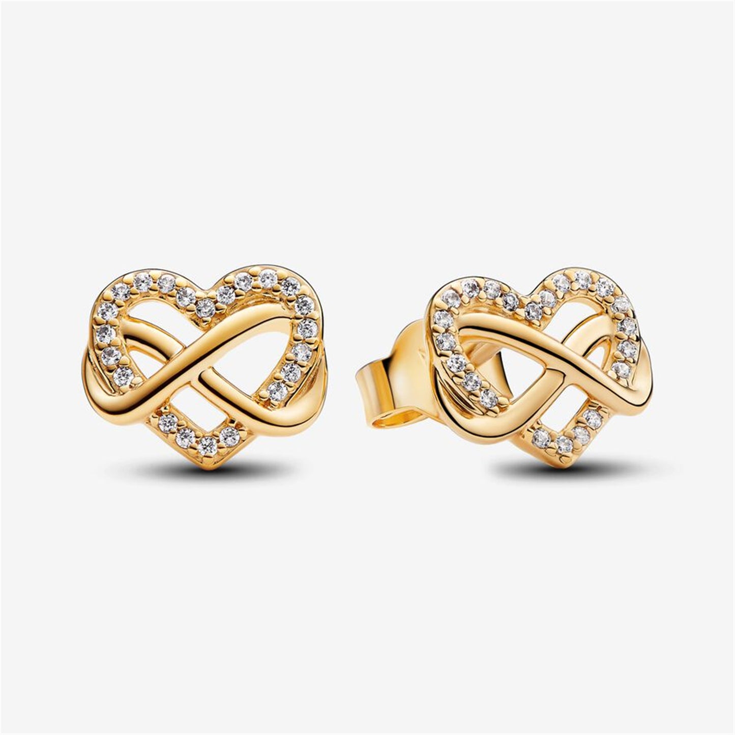 S925 Sterling Silver Sparkling Infinity Heart Stud Earrings