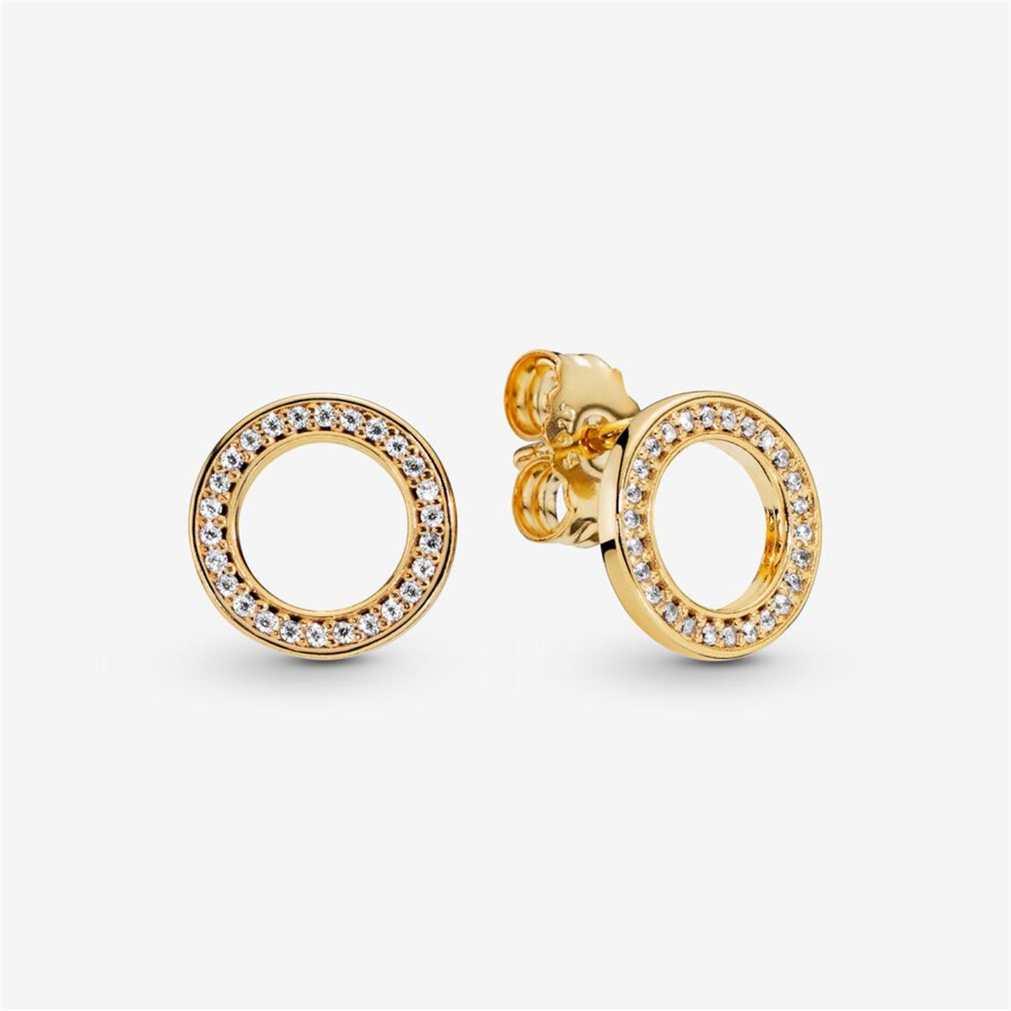 S925 Sterling Silver Sparkling Circle Stud Earrings