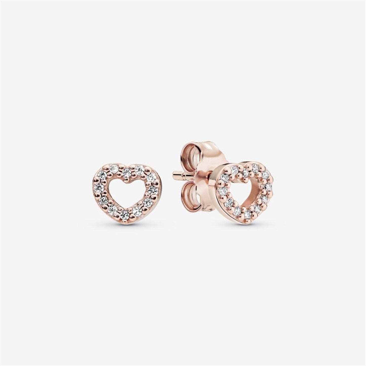 S925 Sterling Silver Open Heart Stud Earrings